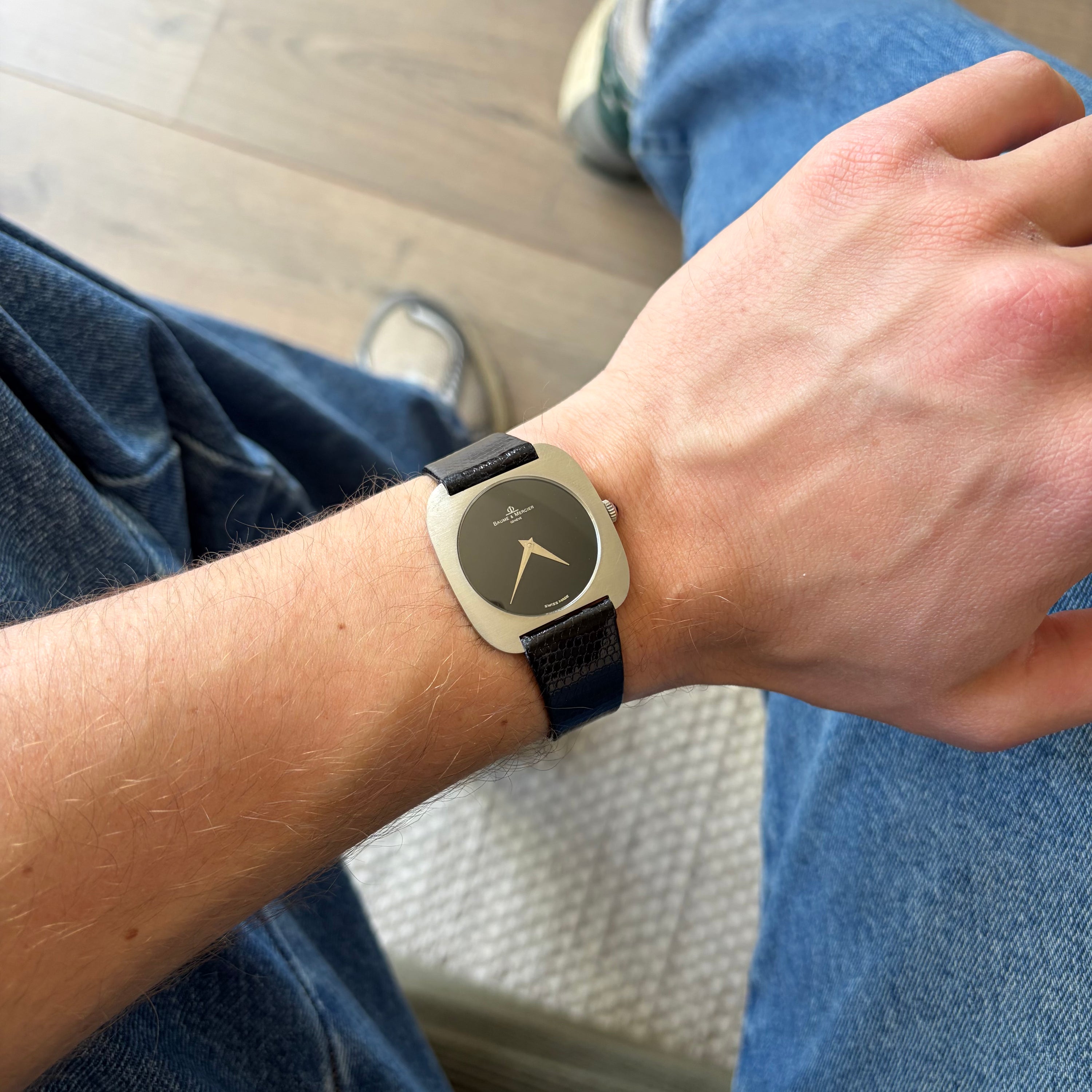 Baume Mercier Ref. 1721 Steel Dresswatch Black Lacquer Dial