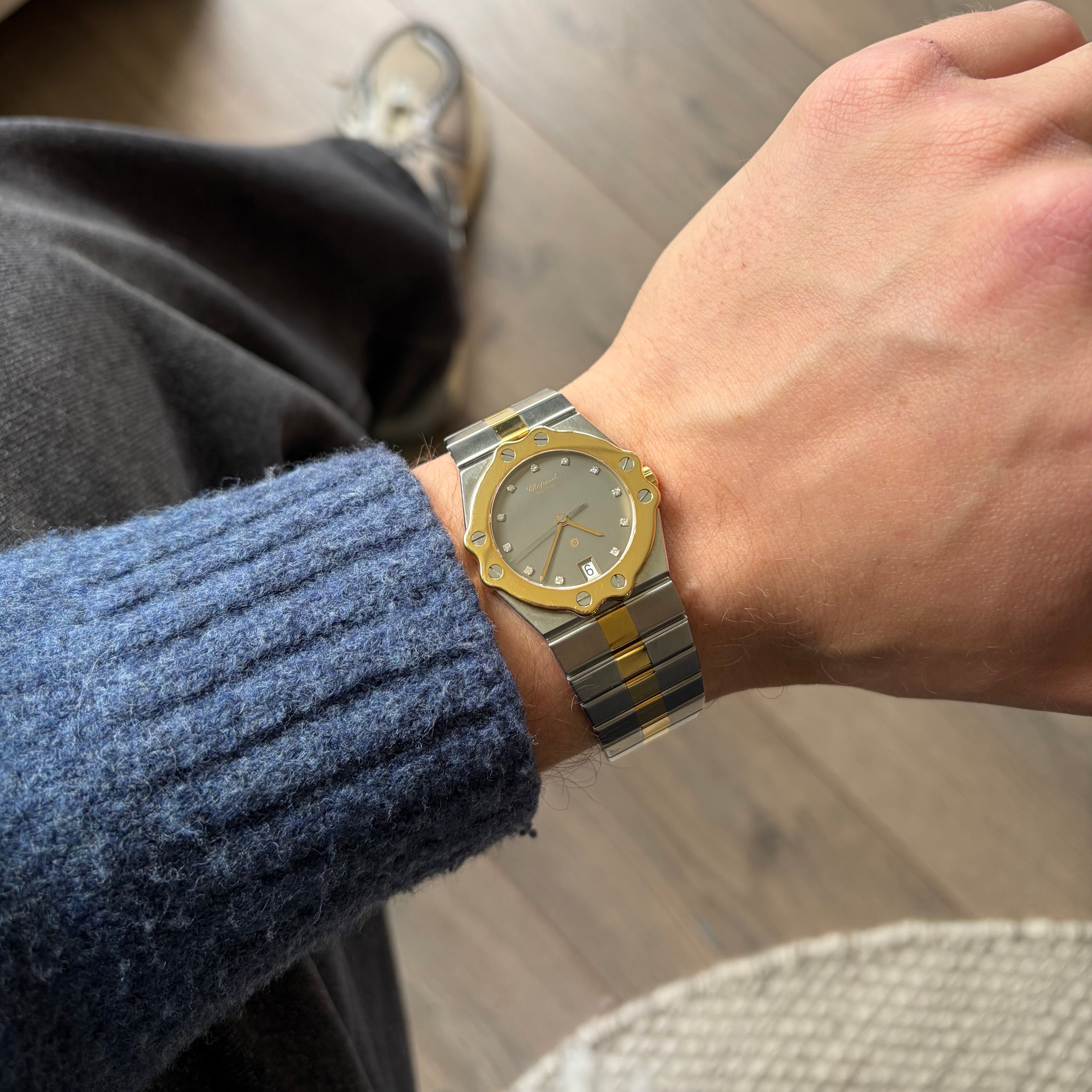 Chopard St. Moritz Ref. 8023 Steel and Gold Slate Grey Diamond Dial