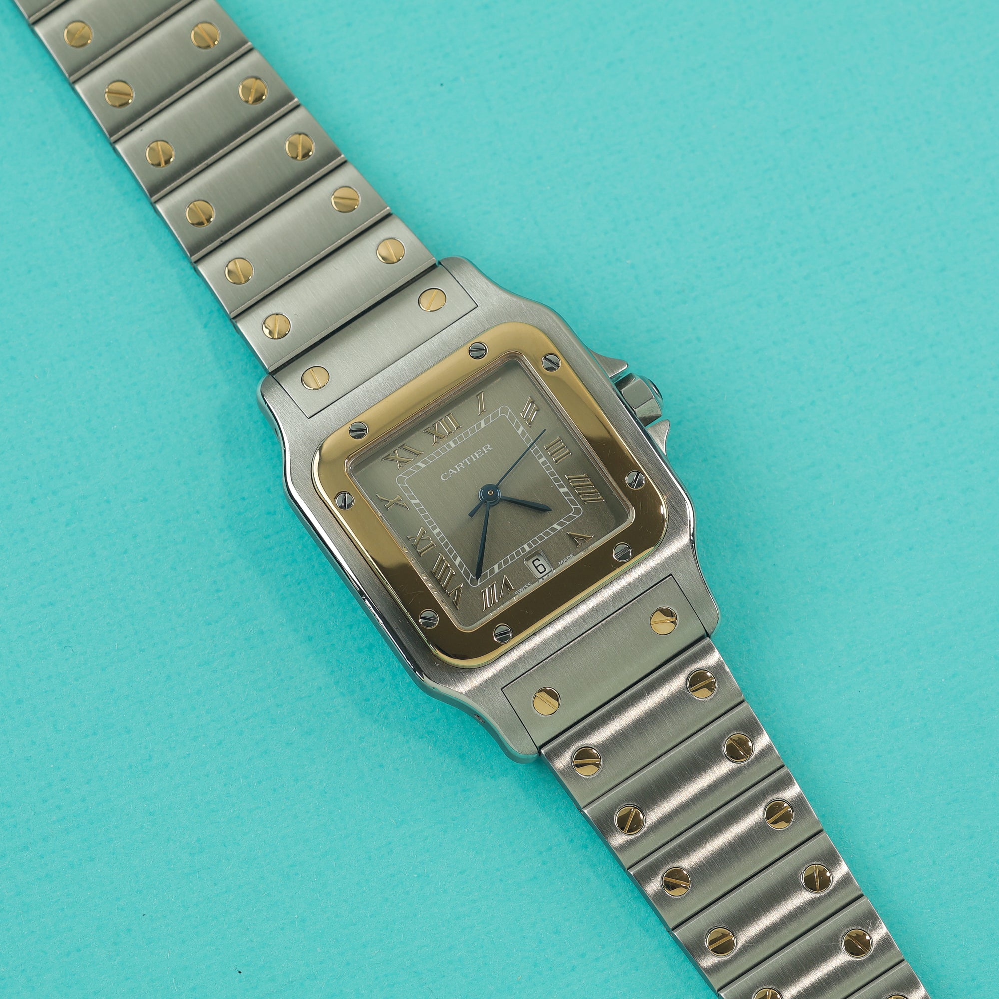 Cartier Santos Ref. 187901 Steel Gold Slate Grey Dial