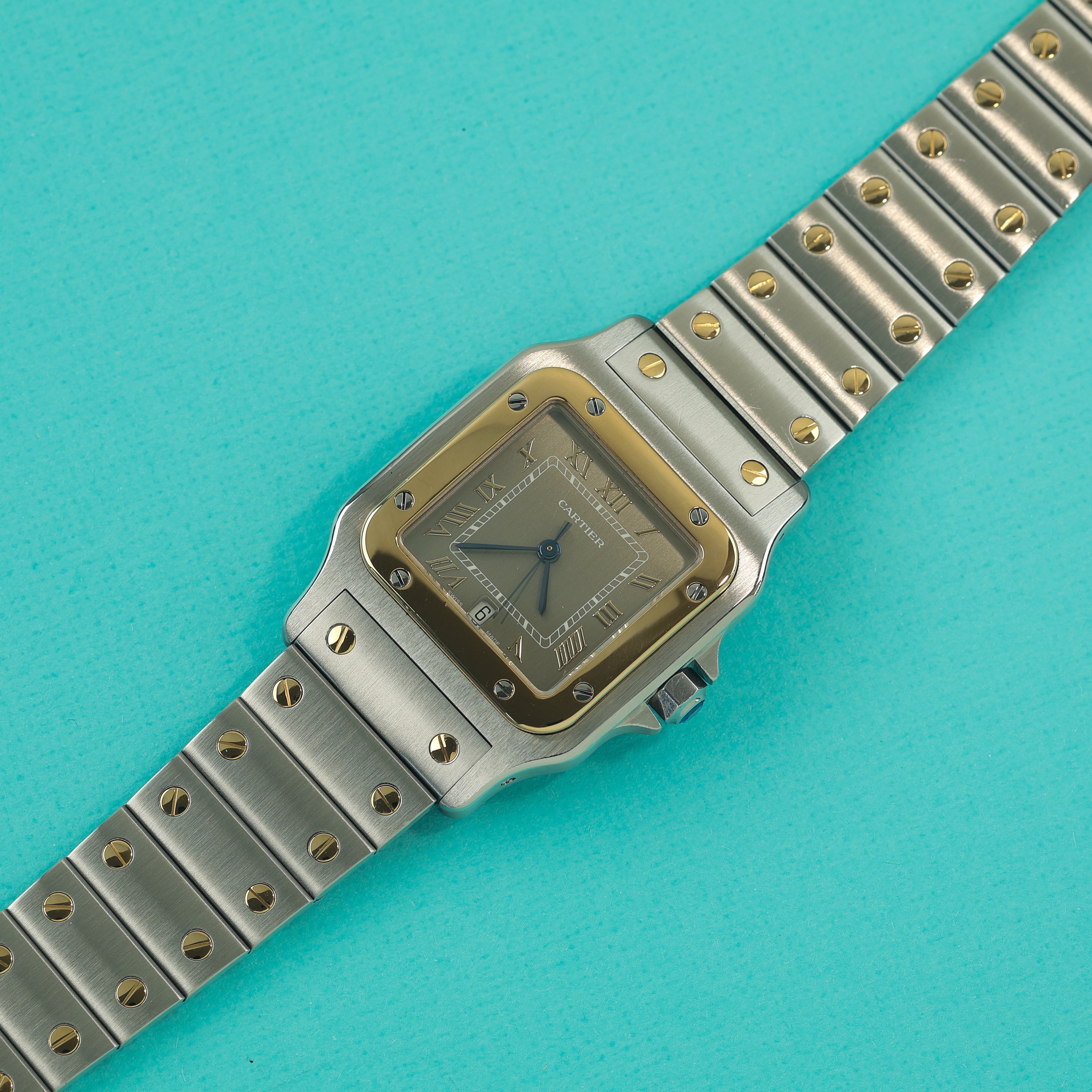 Cartier Santos Ref. 187901 Steel Gold Slate Grey Dial