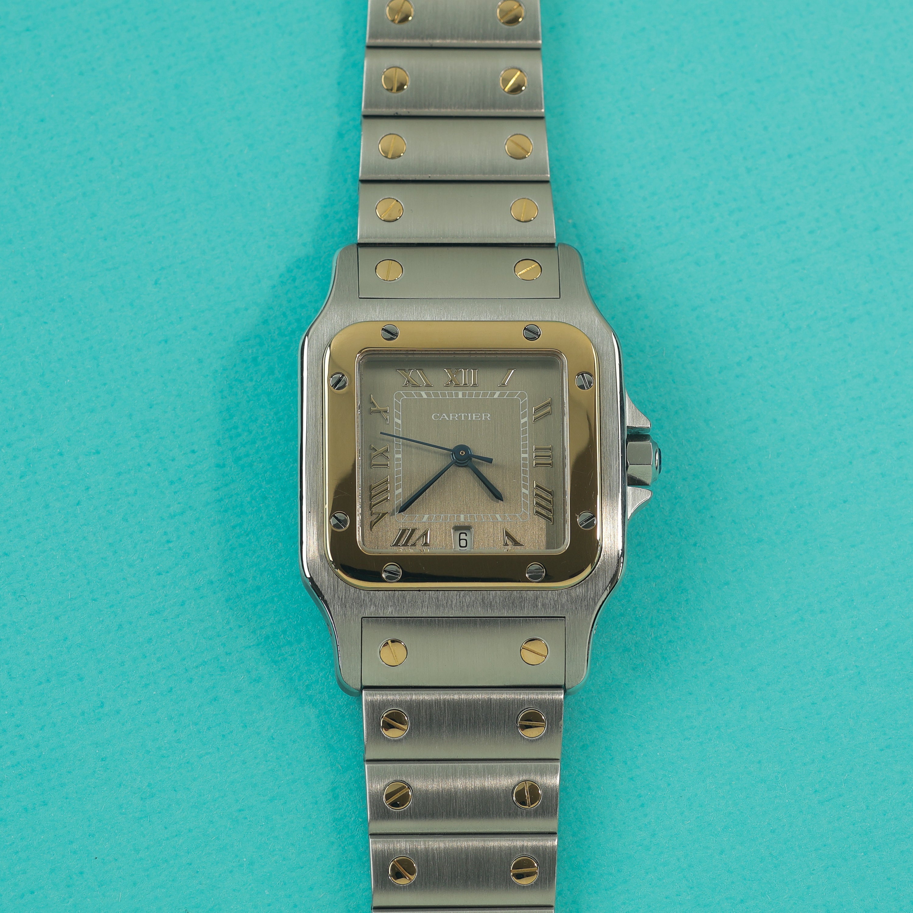 Cartier Santos Ref. 187901 Steel Gold Slate Grey Dial