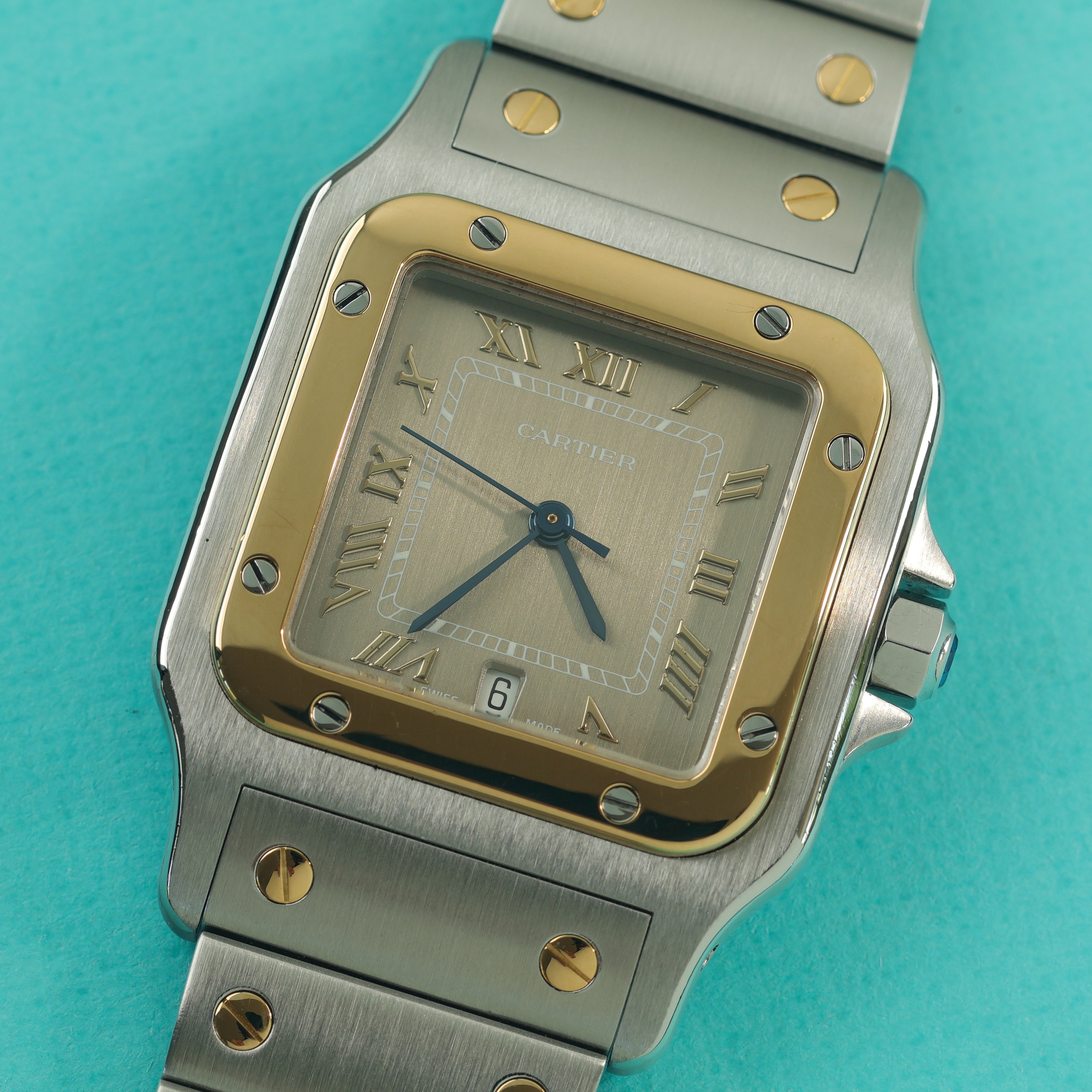 Cartier Santos Ref. 187901 Steel Gold Slate Grey Dial