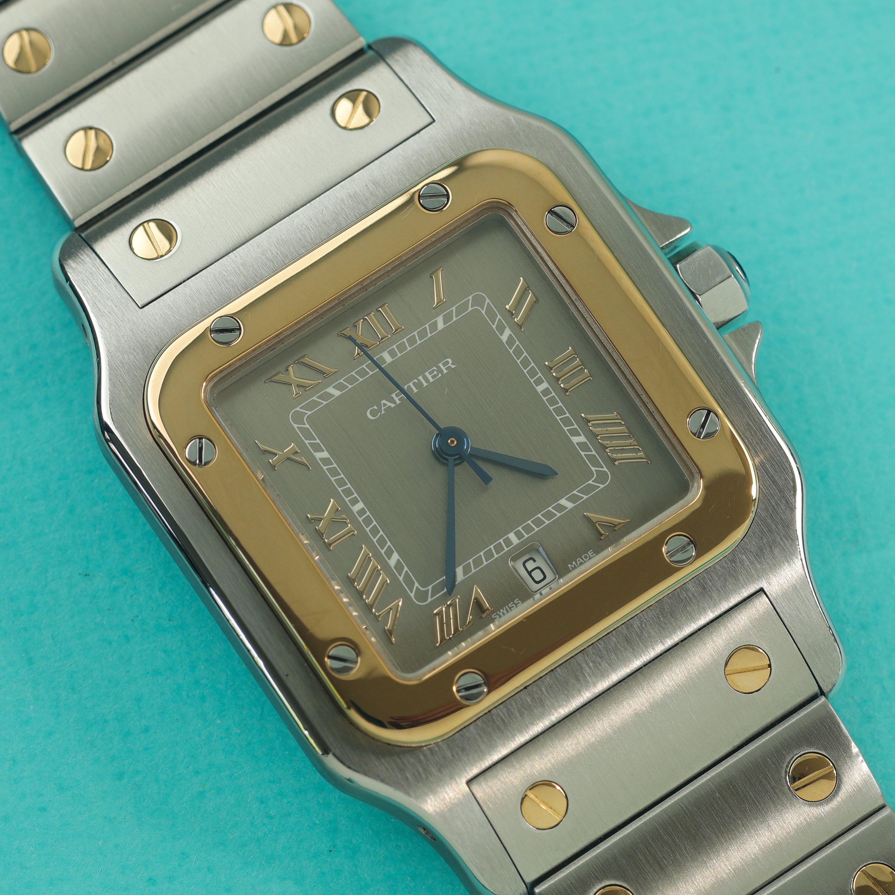 Cartier Santos Ref. 187901 Steel Gold Slate Grey Dial