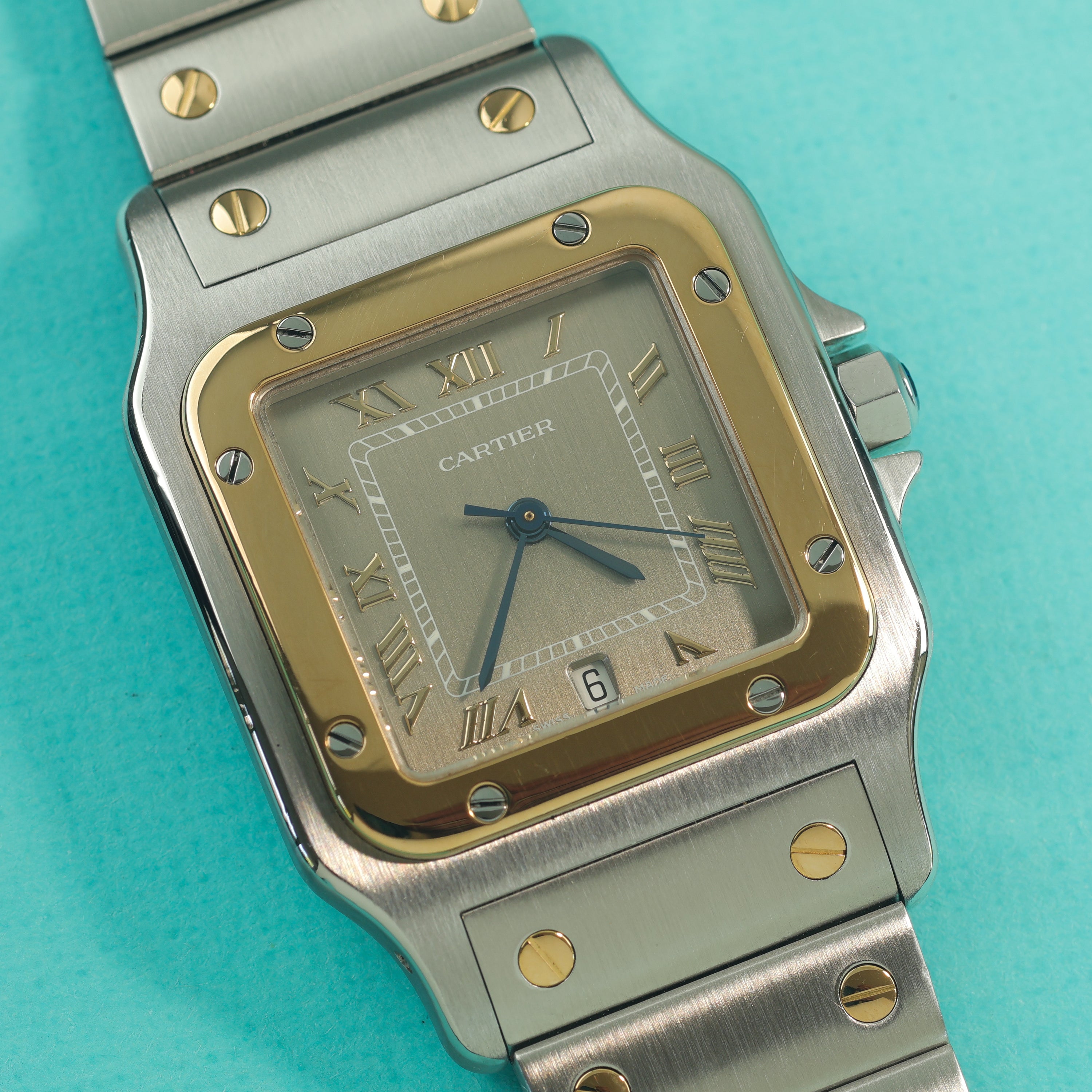 Cartier Santos Ref. 187901 Steel Gold Slate Grey Dial