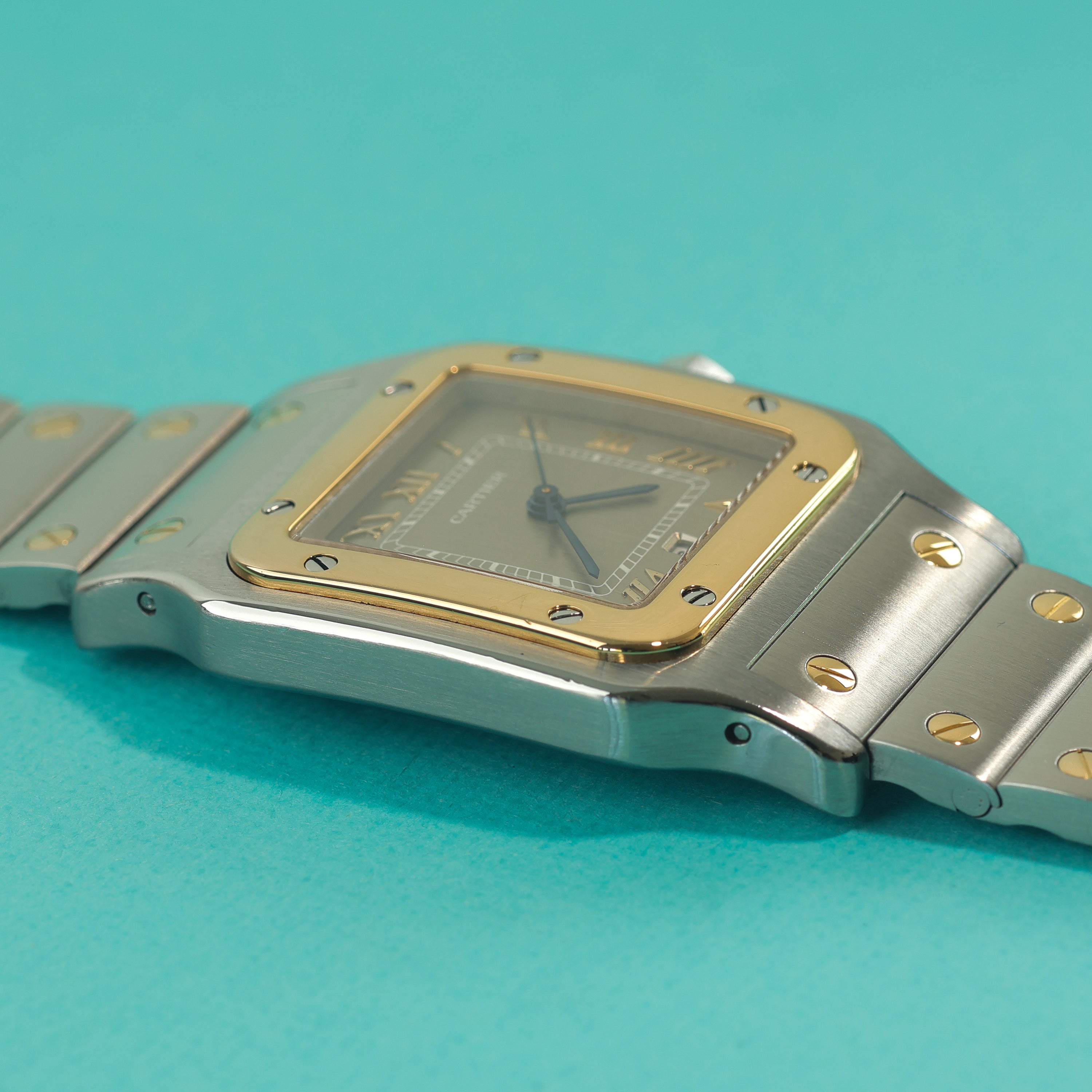 Cartier Santos Ref. 187901 Steel Gold Slate Grey Dial