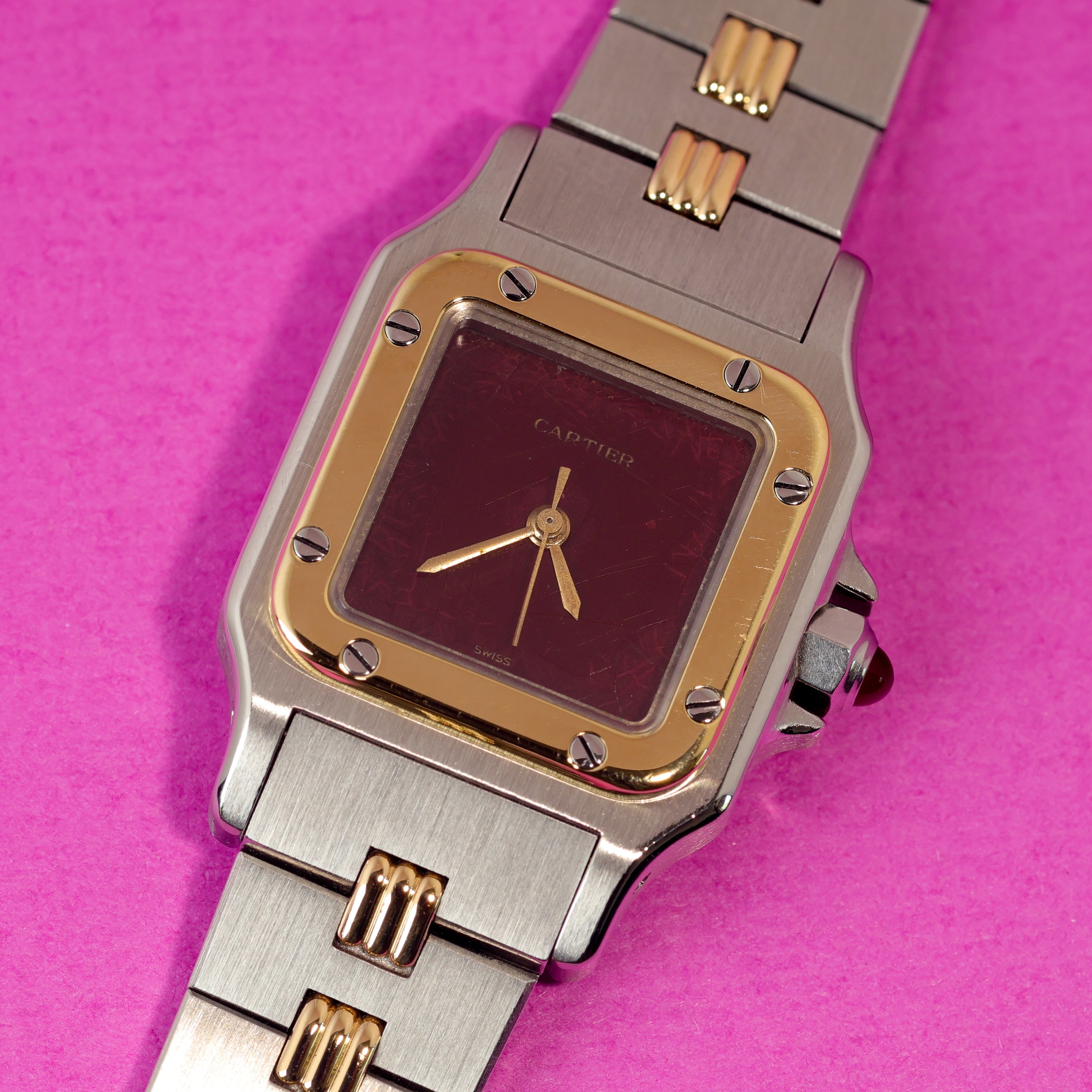 Cartier Santos Ref. 0902 Burgundy Dial Ladies