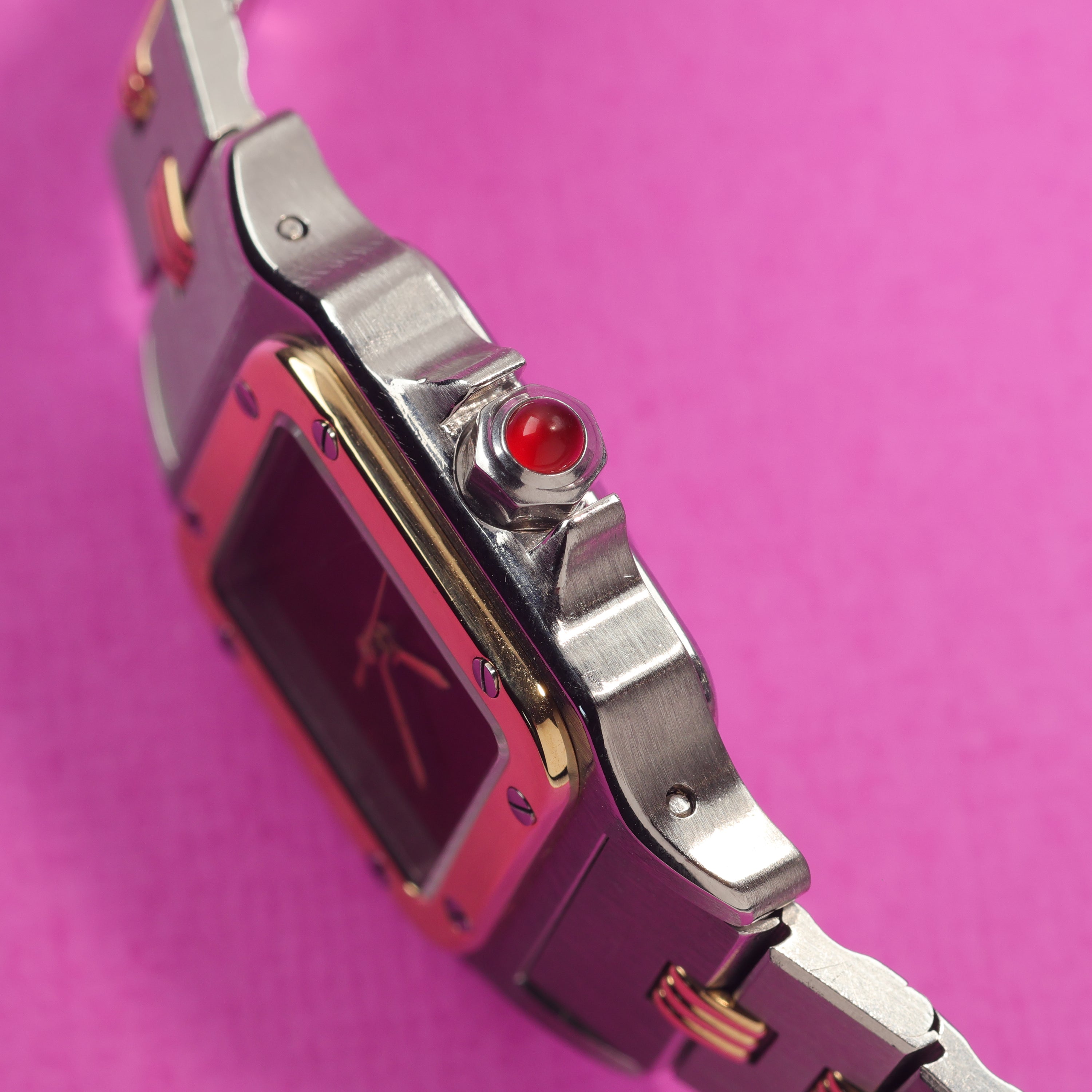 Cartier Santos Ref. 0902 Steel and Gold Burgundy Dial Ladies