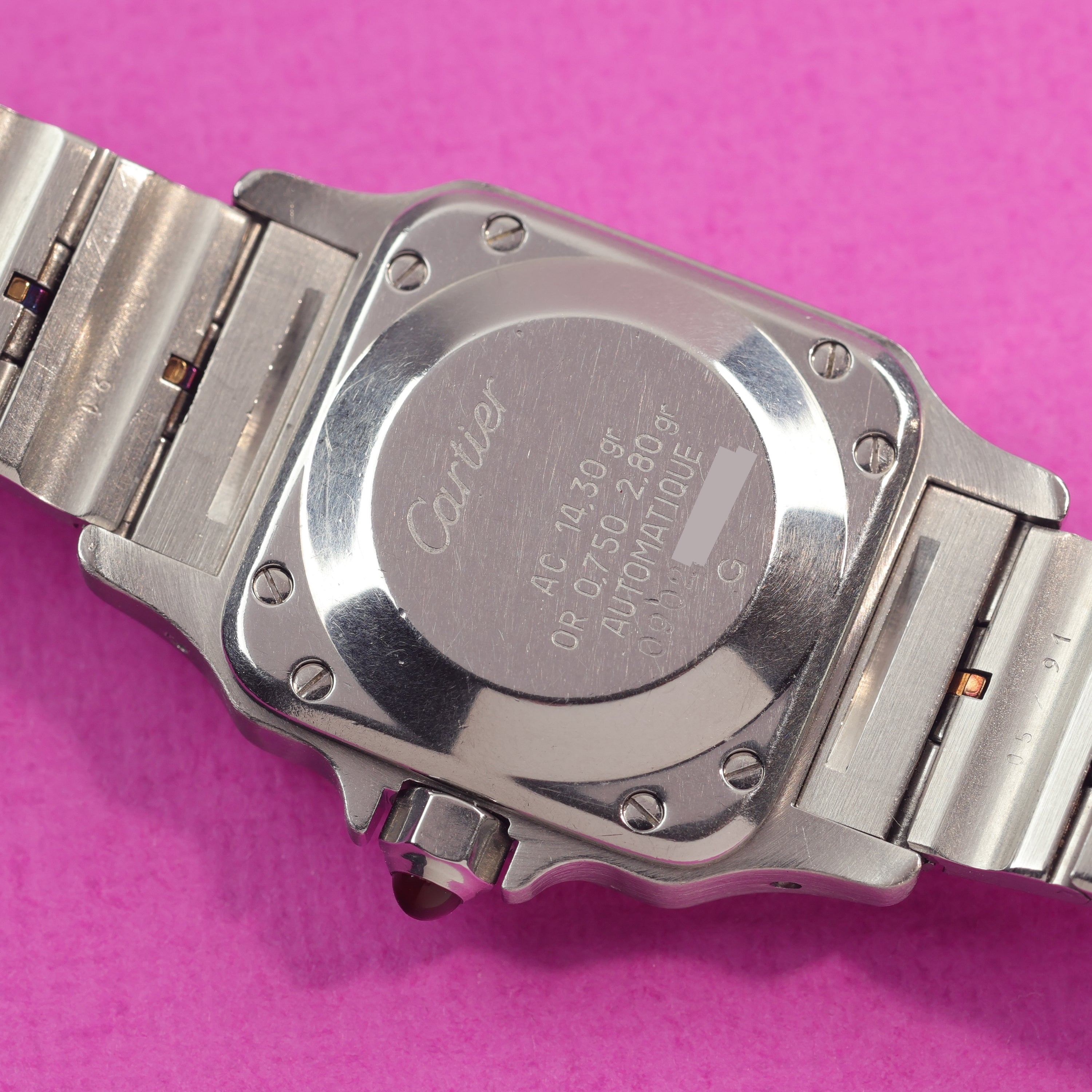 Cartier Santos Ref. 0902 Steel and Gold Burgundy Dial Ladies