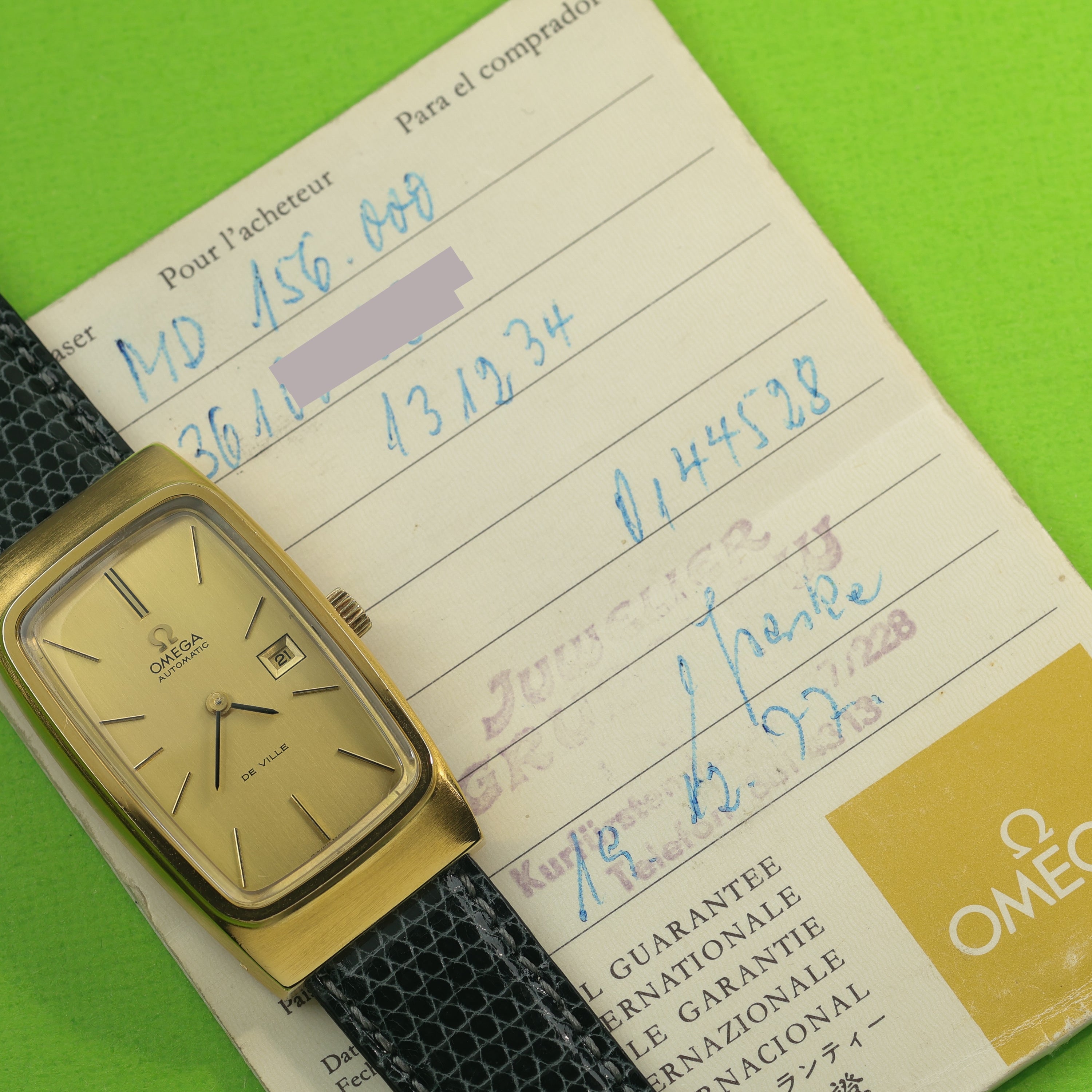 Omega De Ville Ref. 156.0001 Gold Plated With Original Papers