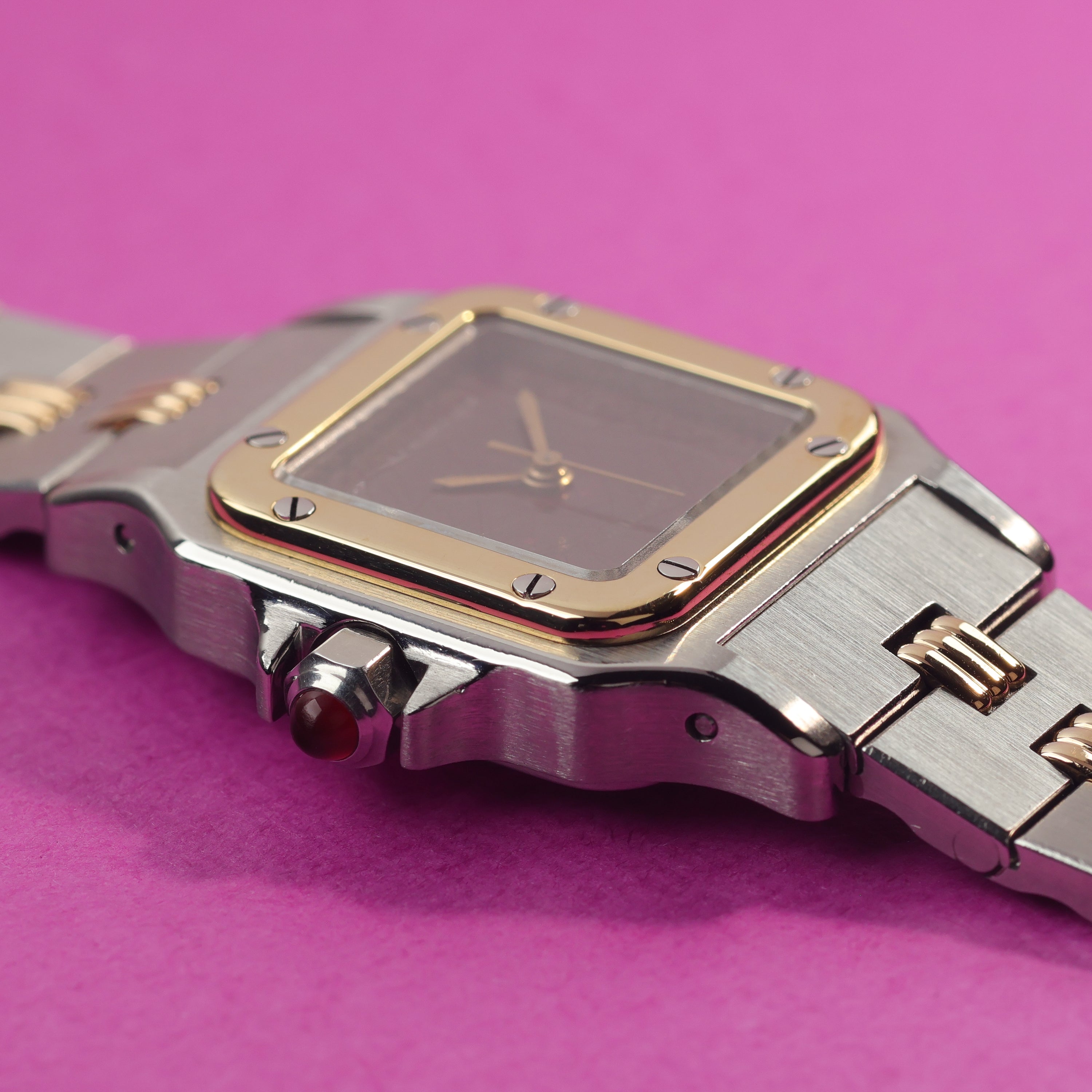 Cartier Santos Ref. 0902 Steel and Gold Burgundy Dial Ladies