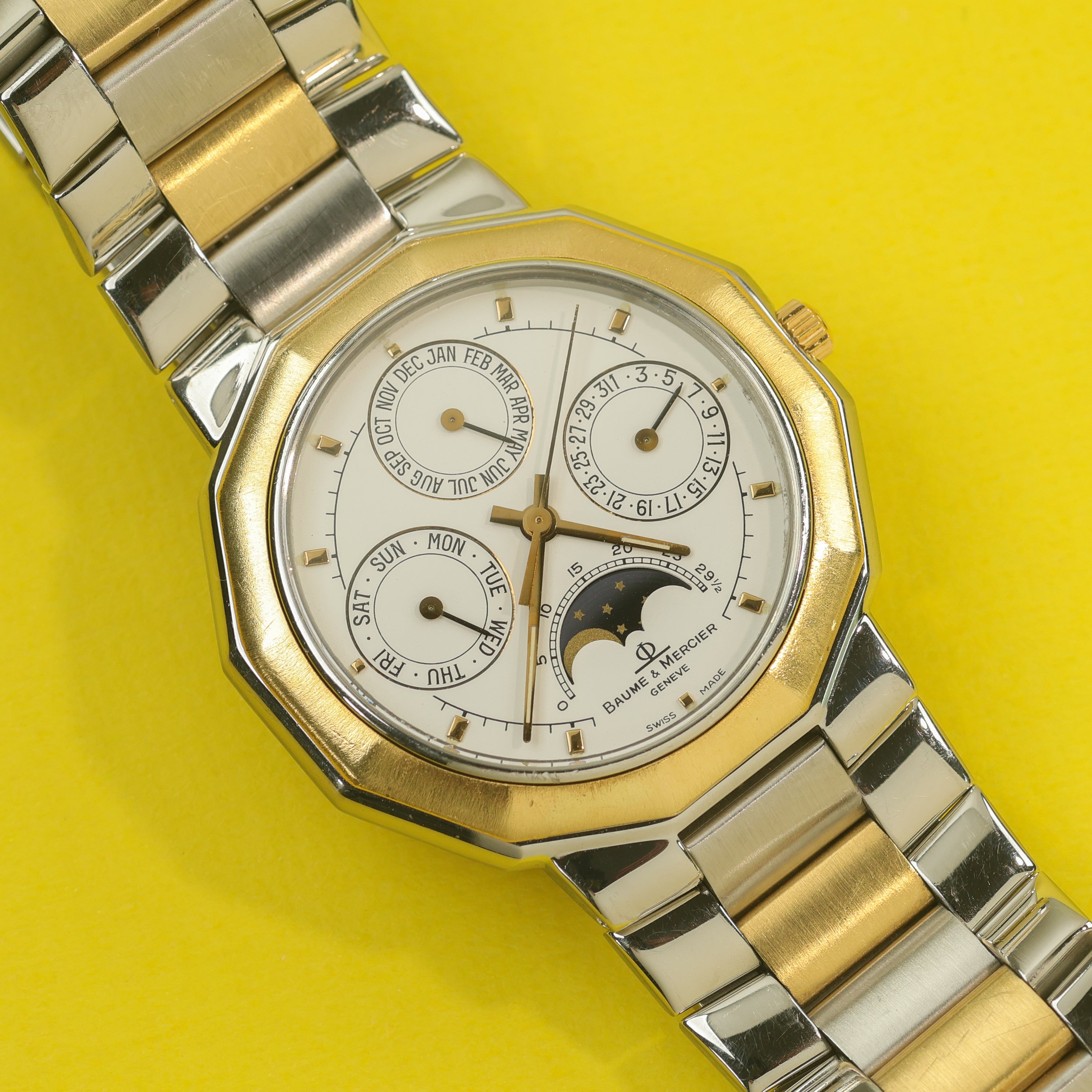 Baume & Mercier Riviera Ref. 6131.038 Steel Gold Triple Date Moonphase