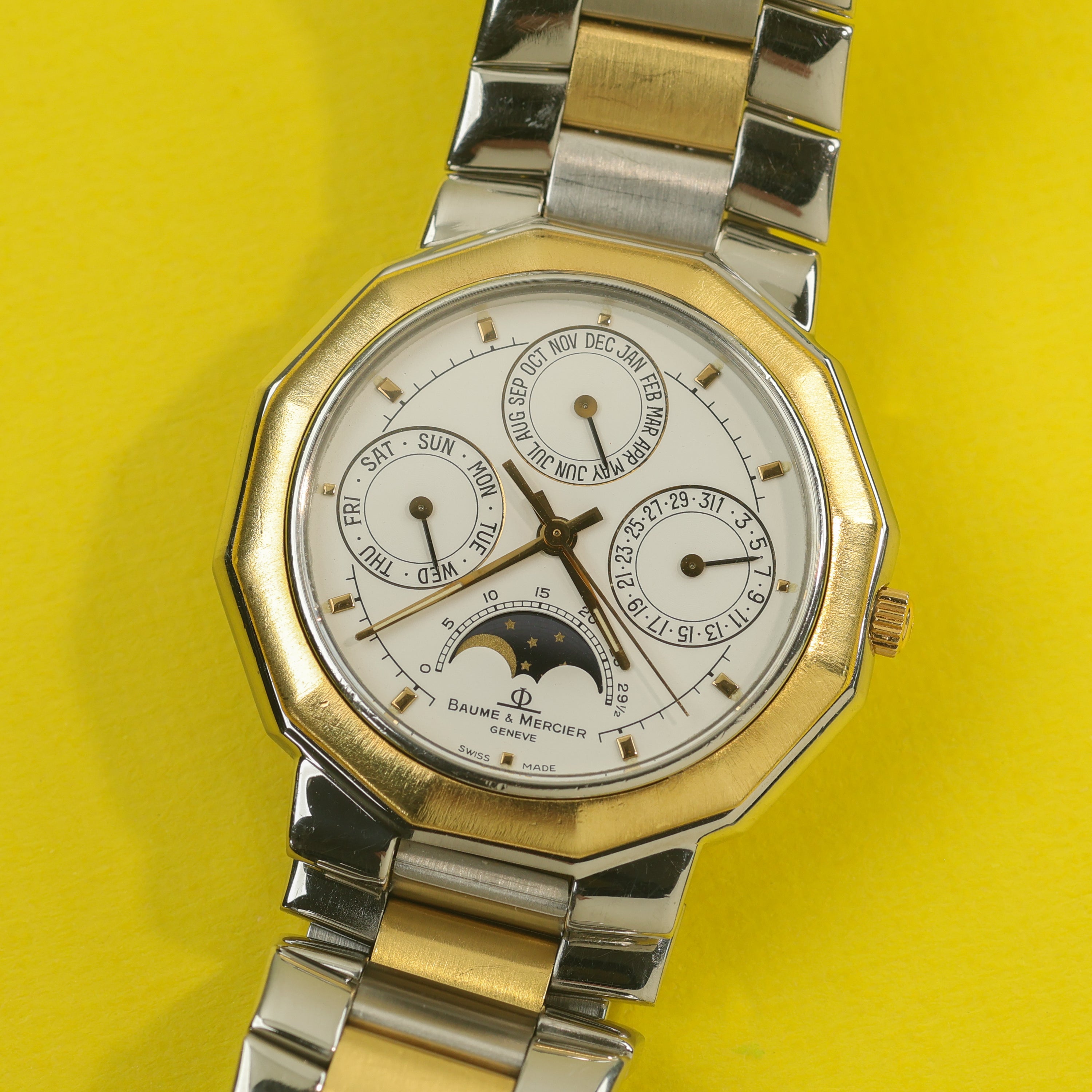 Baume & Mercier Riviera Ref. 6131.038 Steel Gold Triple Date Moonphase