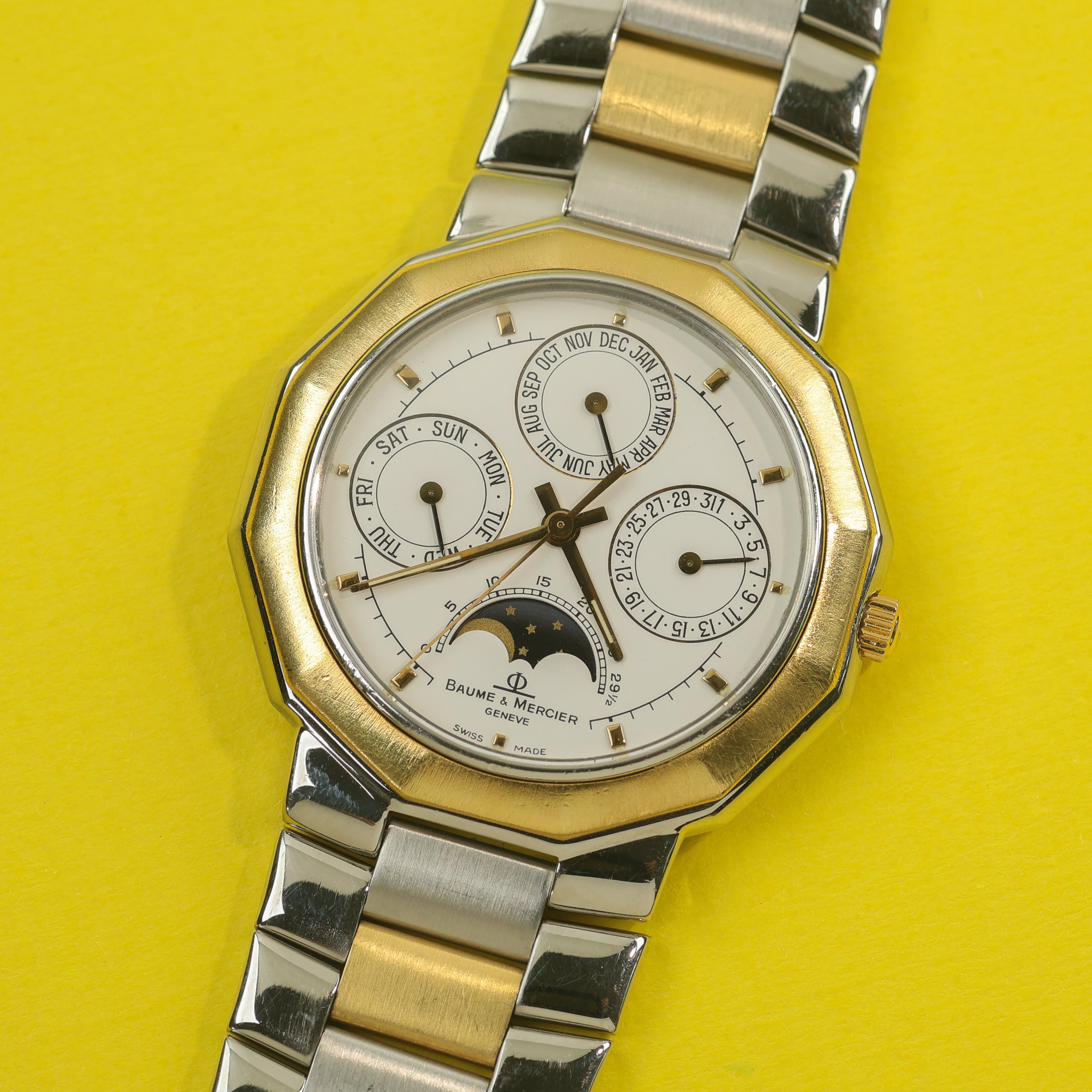 Baume & Mercier Riviera Ref. 6131.038 Steel Gold Triple Date Moonphase