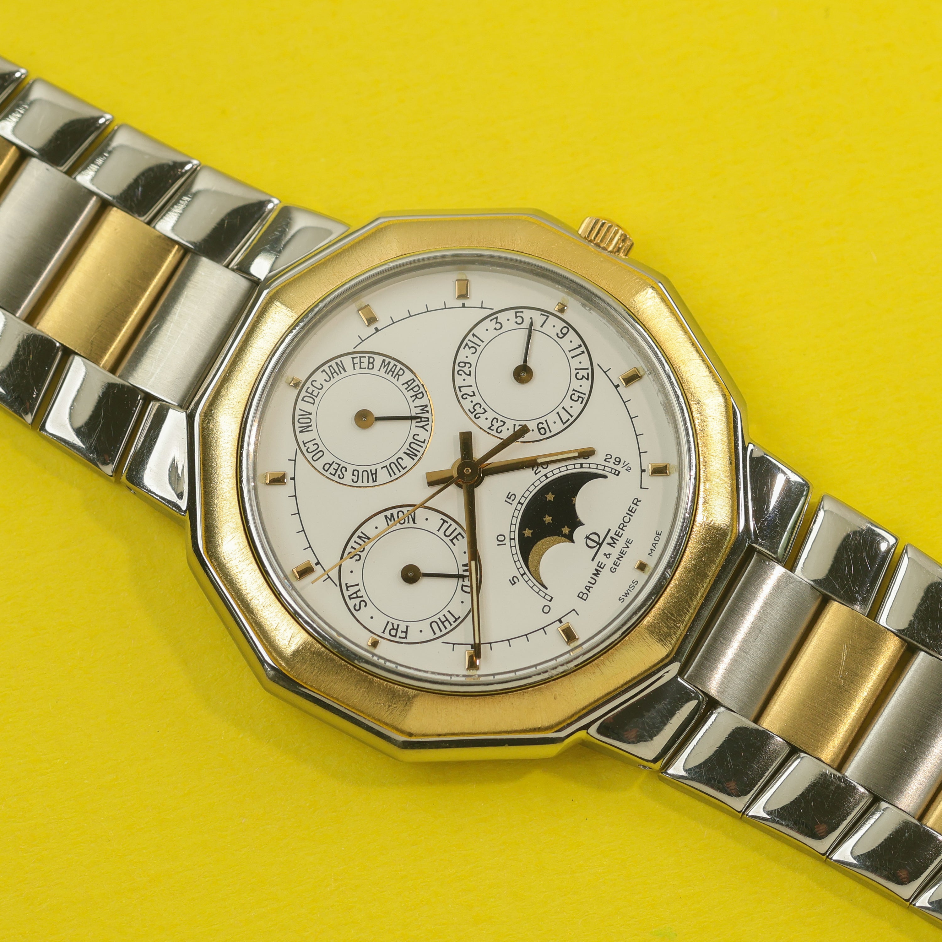 Baume & Mercier Riviera Ref. 6131.038 Steel Gold Triple Date Moonphase