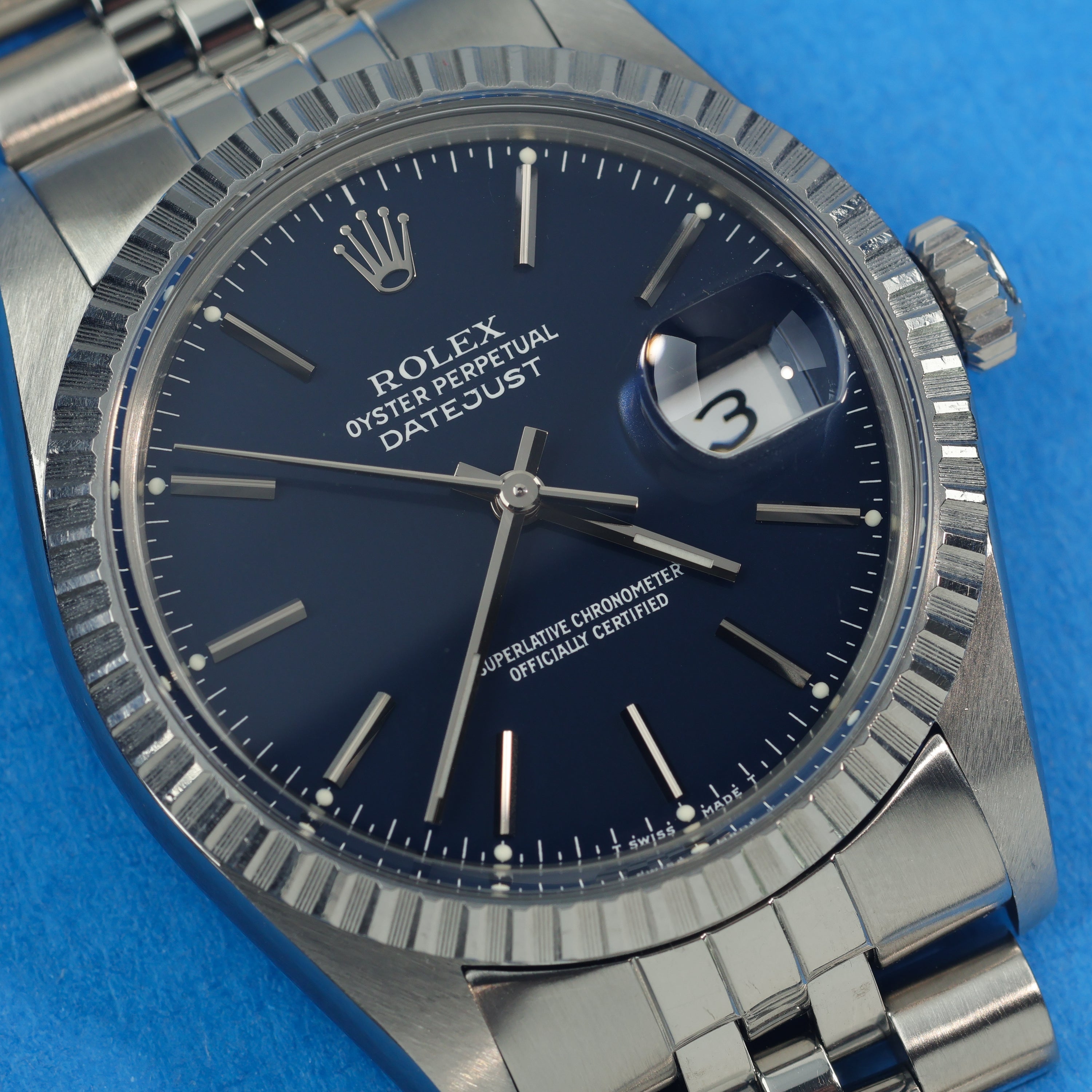 Rolex Datejust Ref. 16030 Box and Papers Deep Blue Service Dial