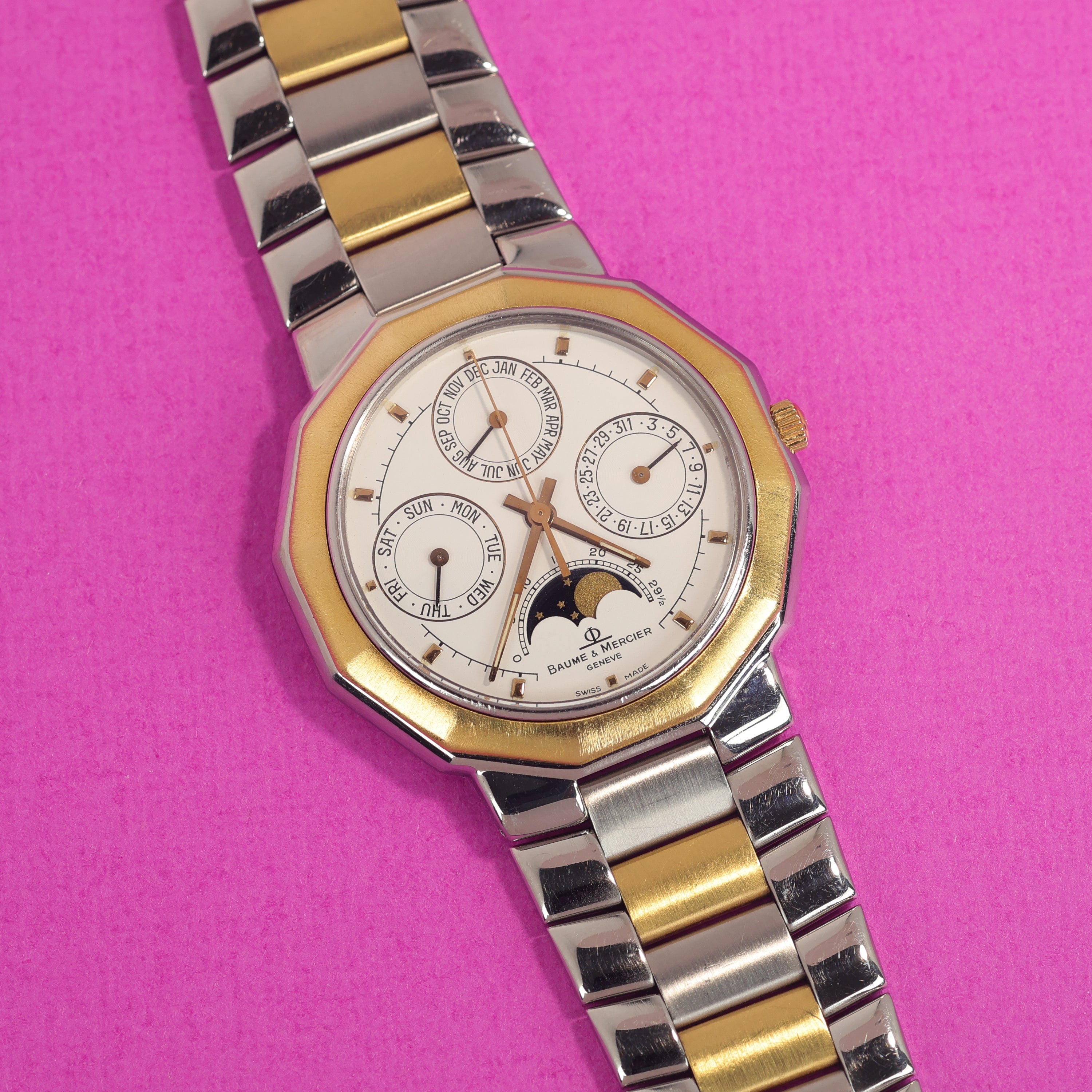 Baume & Mercier Riviera Ref. 6131.038 Steel Gold Triple Date Moonphase