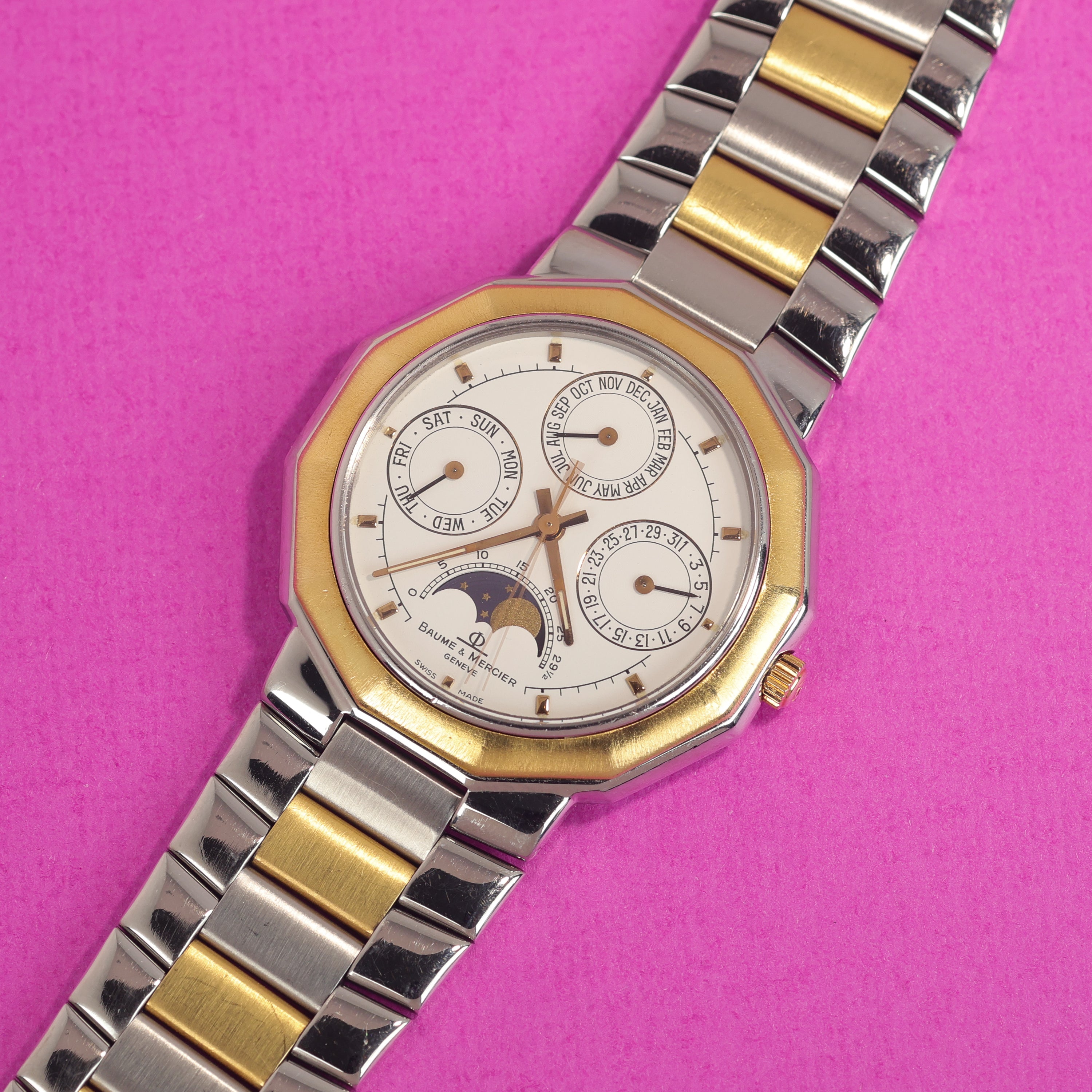 Baume & Mercier Riviera Ref. 6131.038 Steel Gold Triple Date Moonphase