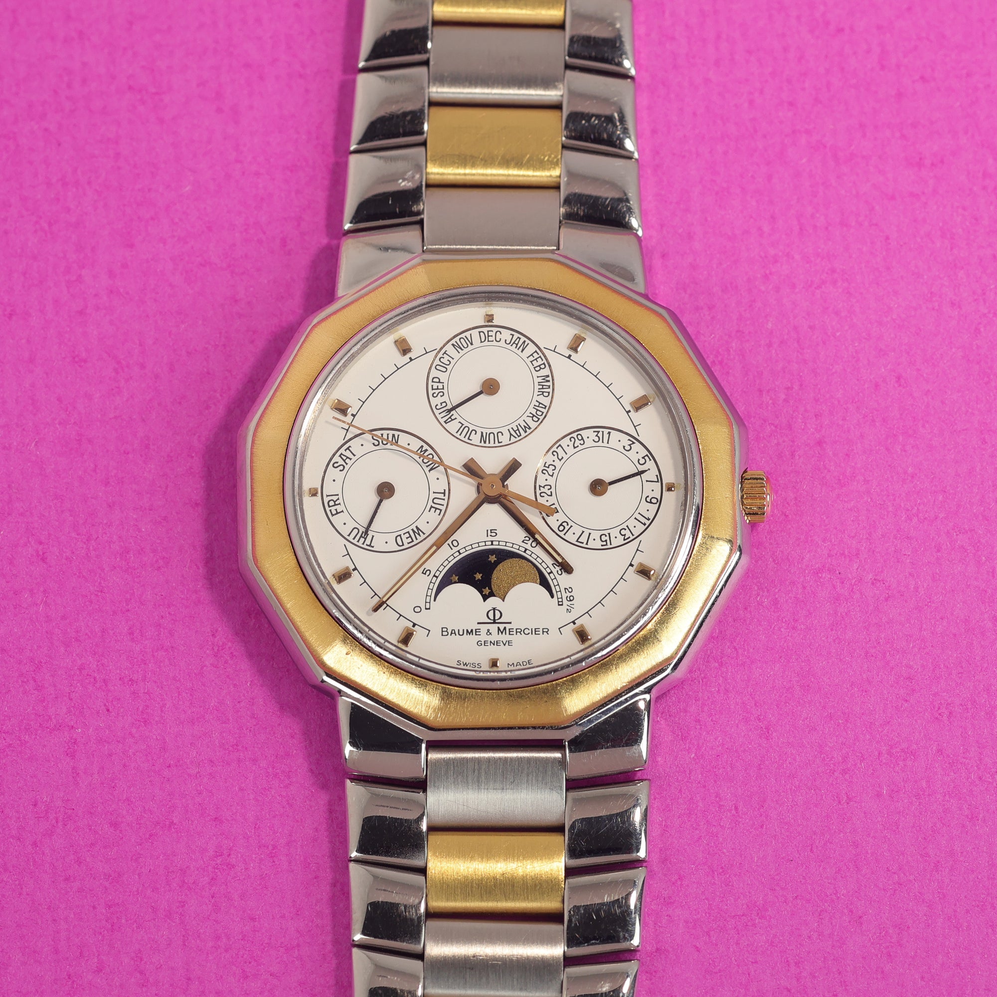Baume & Mercier Riviera Ref. 6131.038 Steel Gold Triple Date Moonphase