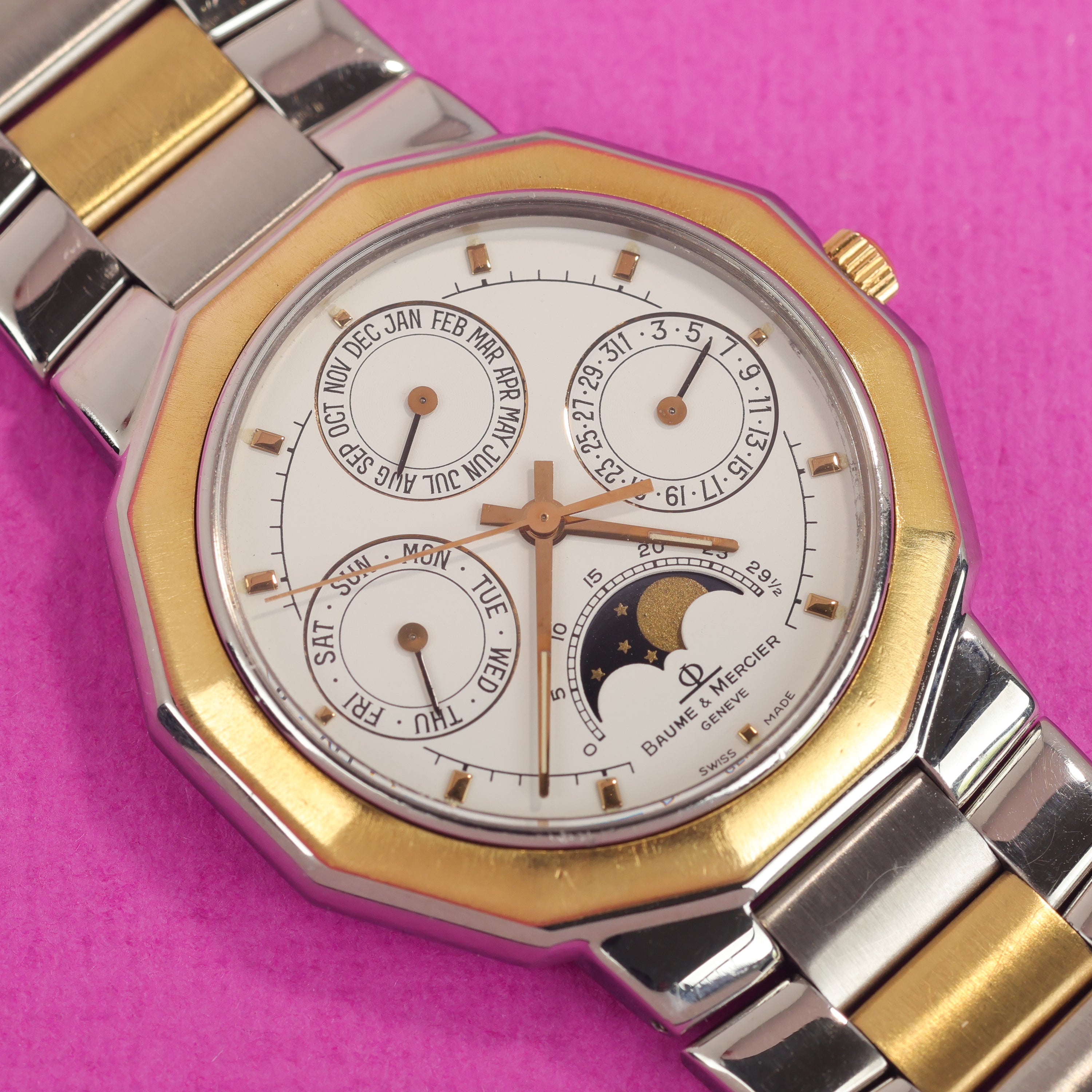 Baume & Mercier Riviera Ref. 6131.038 Steel Gold Triple Date Moonphase