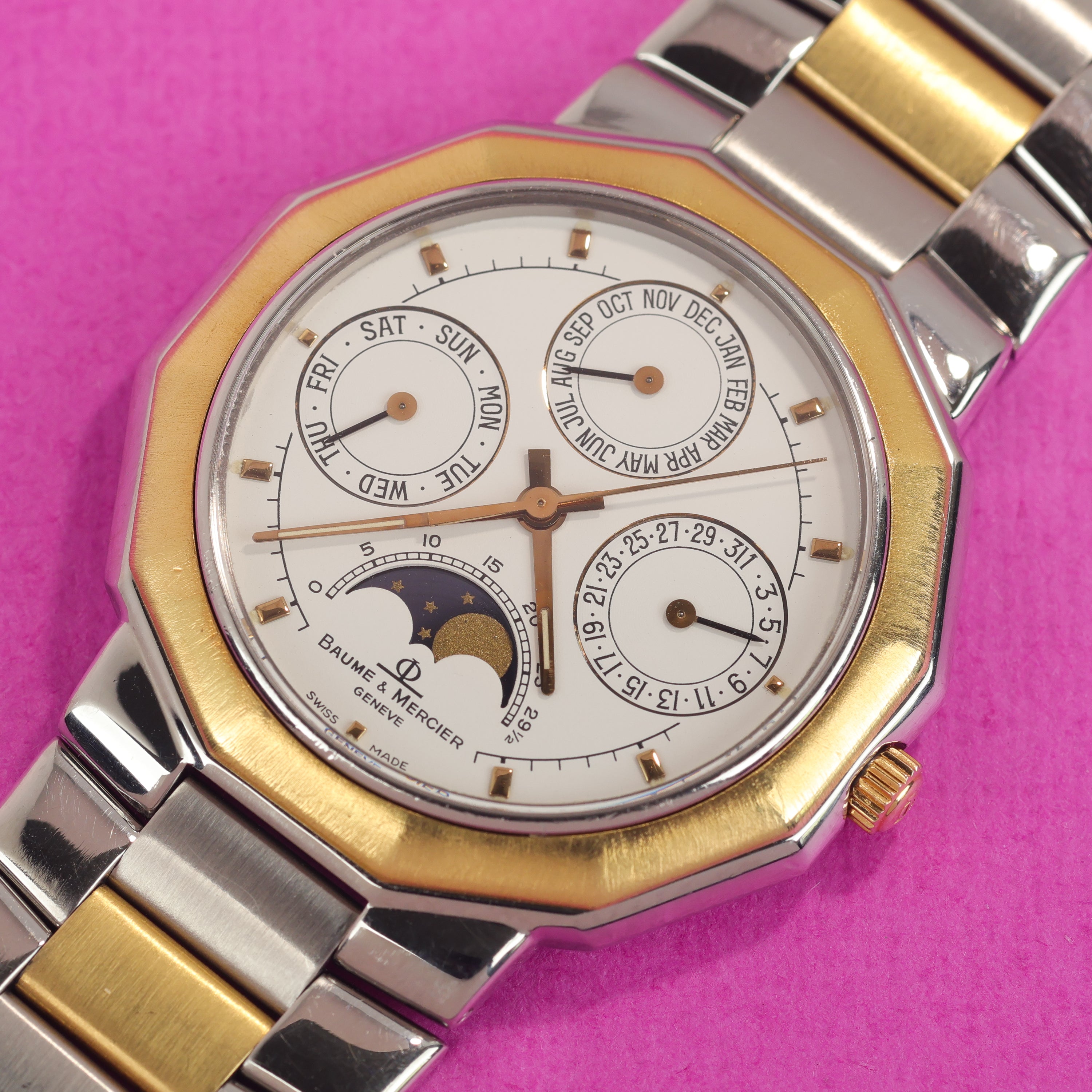 Baume & Mercier Riviera Ref. 6131.038 Steel Gold Triple Date Moonphase