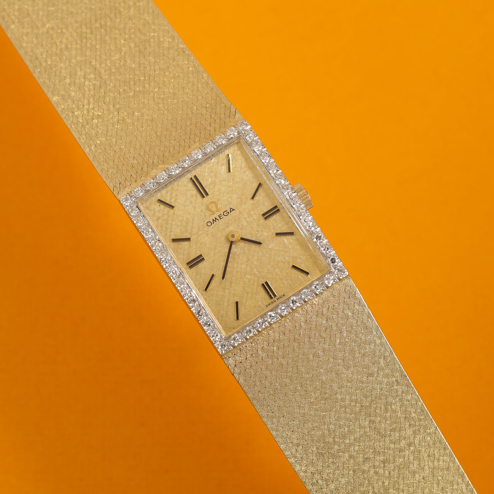 Omega Tank-Style Dresswatch Ref. DD6846 14K Yellow Gold Diamonds