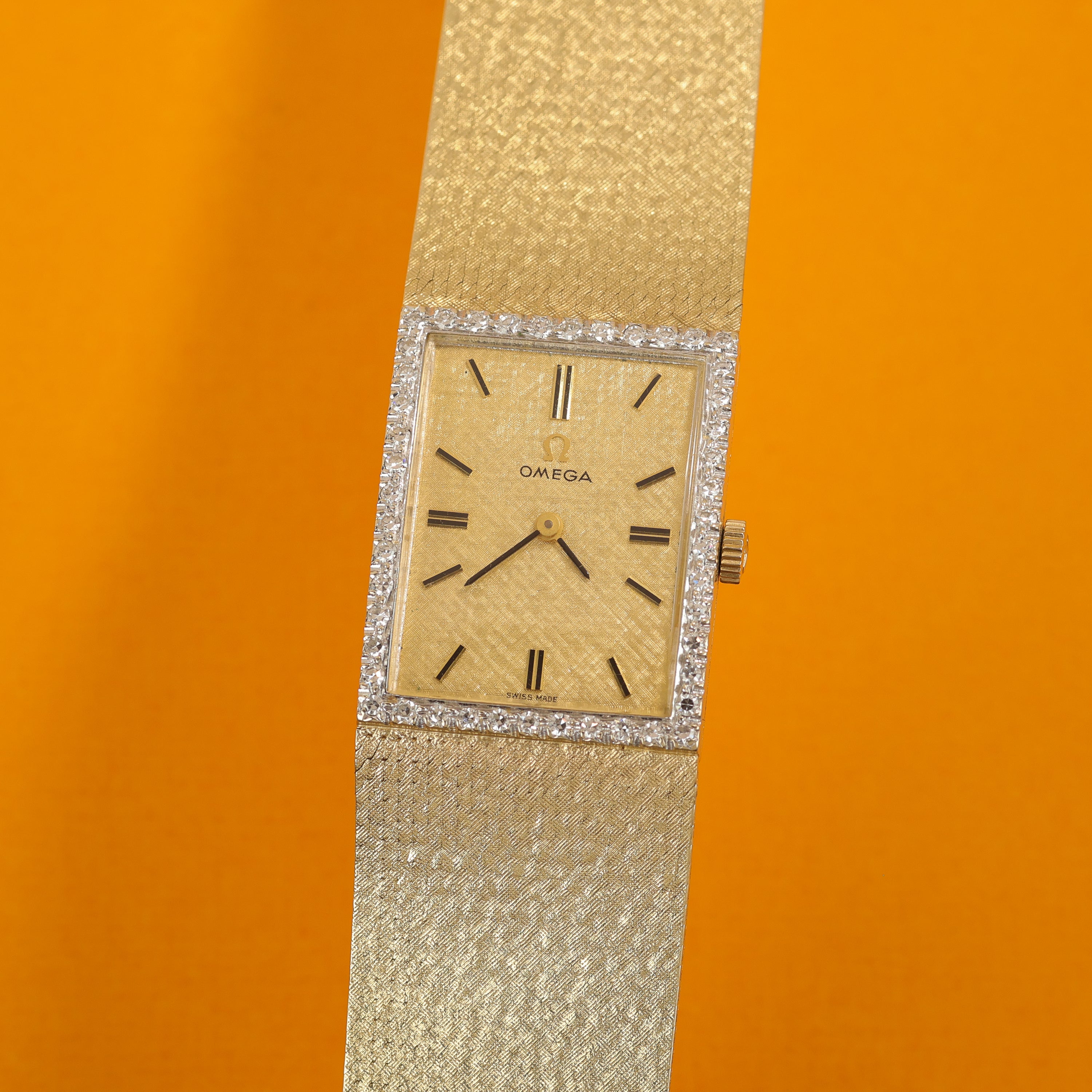 Omega Tank-Style Dresswatch Ref. DD6846 14K Yellow Gold Diamonds