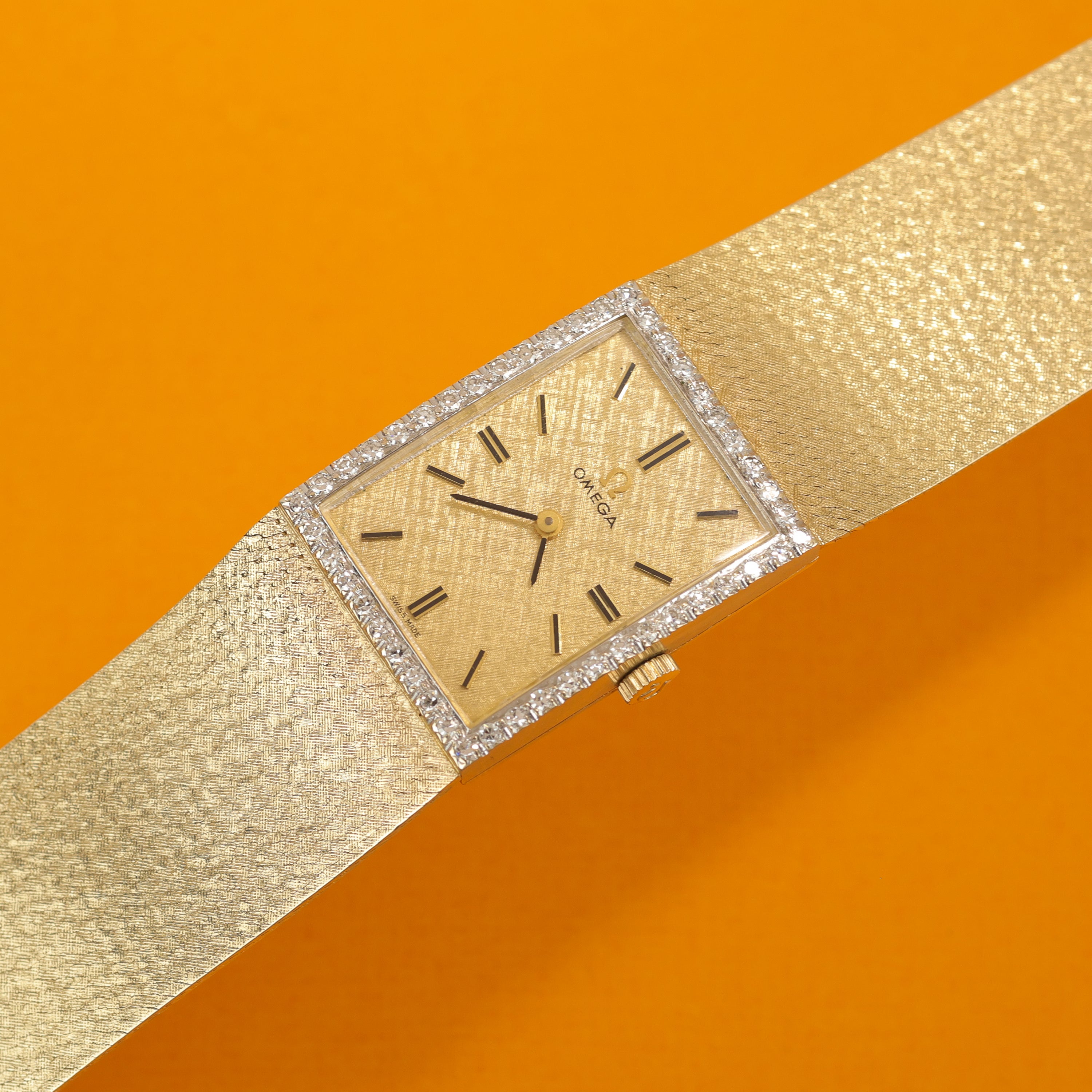 Omega Tank-Style Dresswatch Ref. DD6846 14K Yellow Gold Diamonds