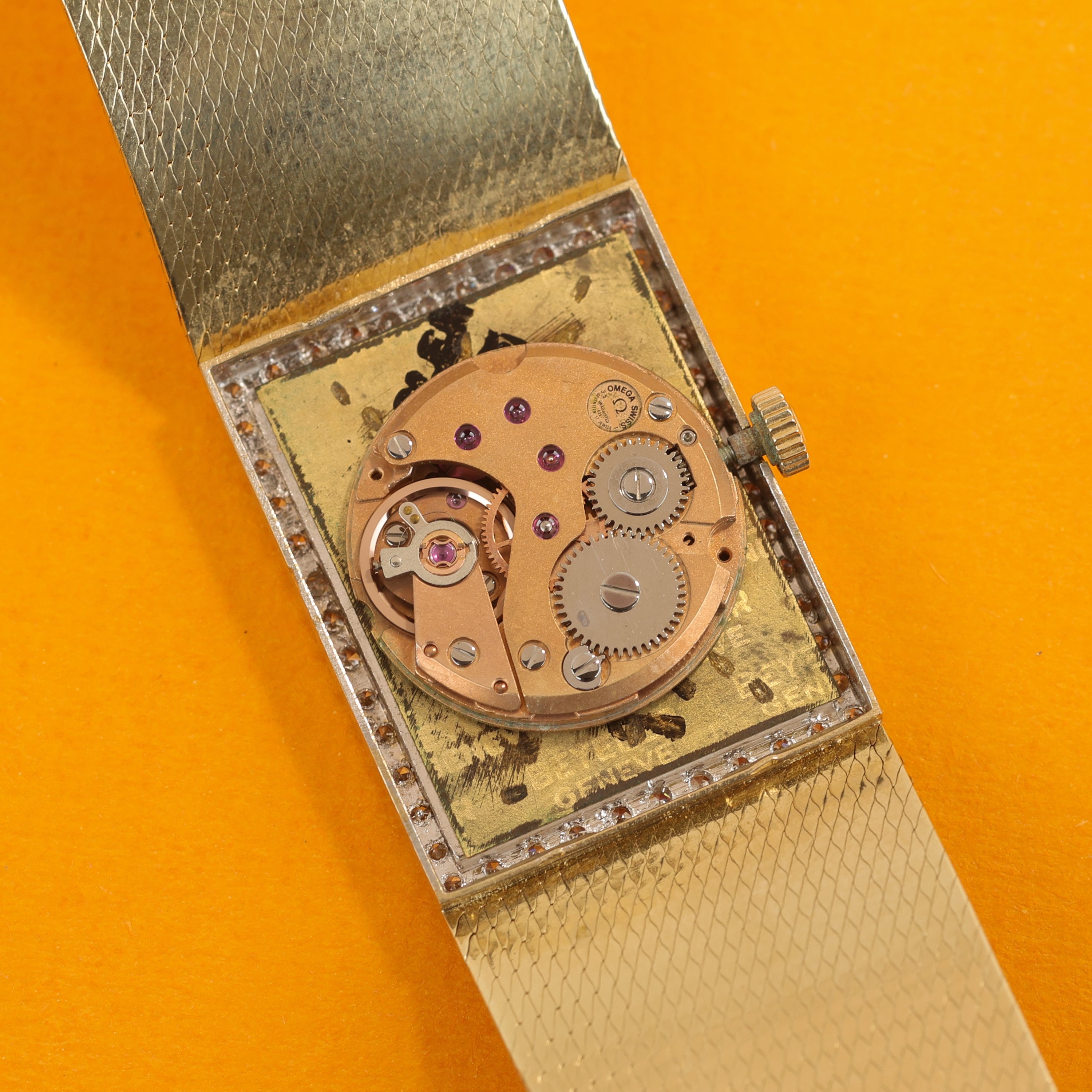 Omega Tank-Style Dresswatch Ref. DD6846 14K Yellow Gold Diamonds