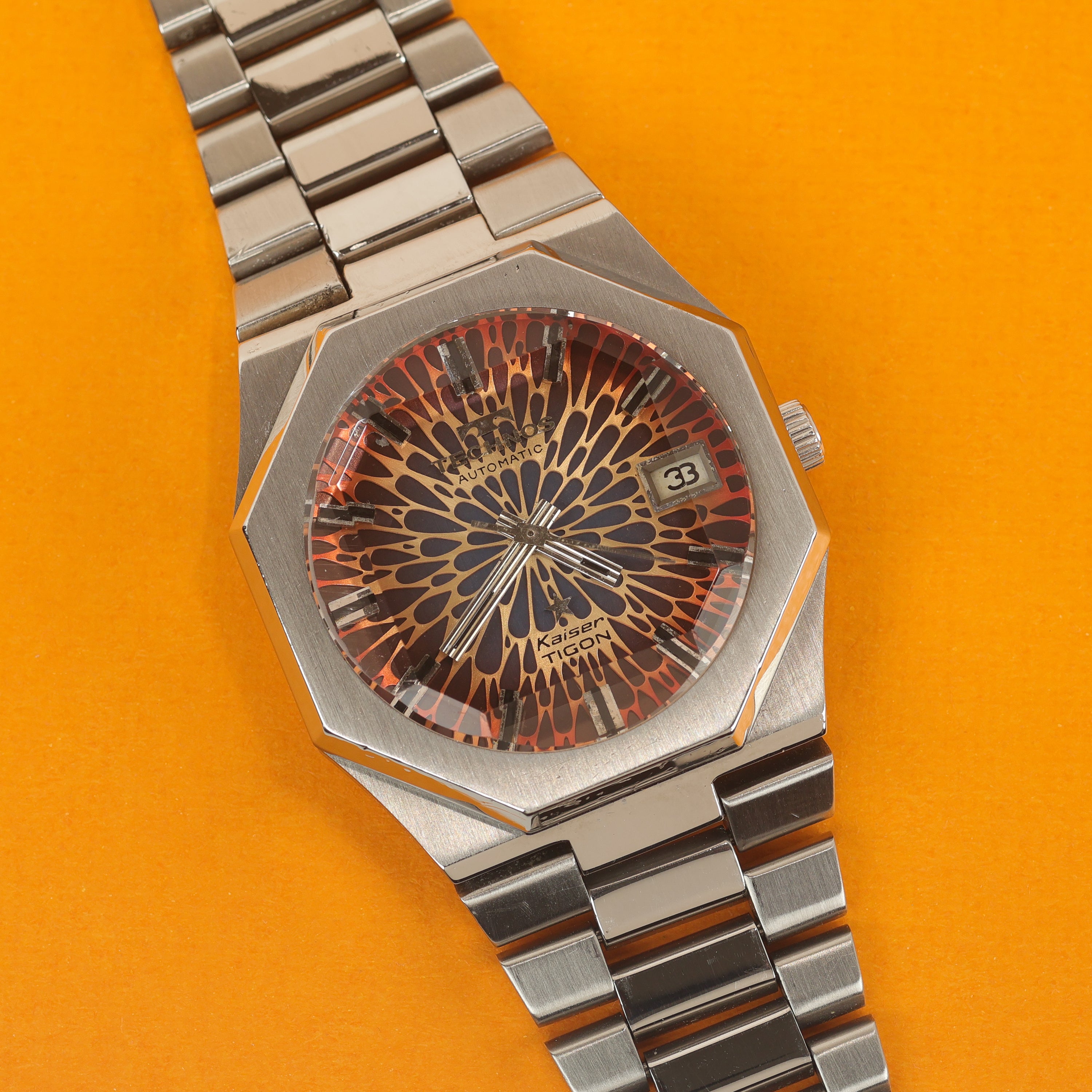 Technos Kaiser Tigon Lava Orange 'Kaleidoscope' Dial