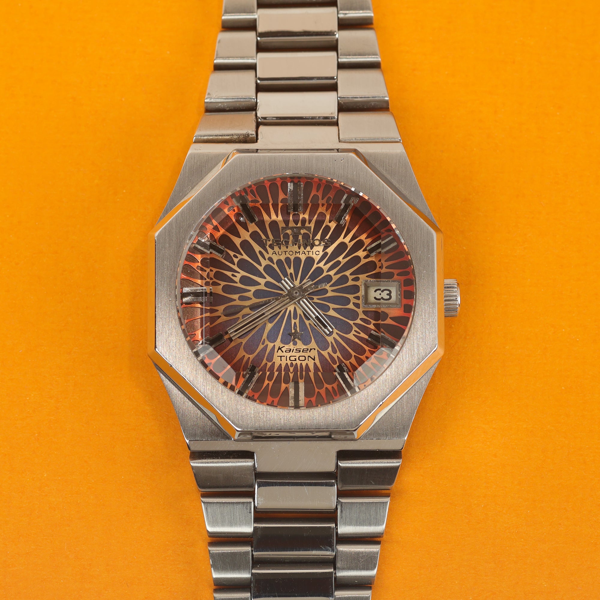Technos Kaiser Tigon Lava Orange 'Kaleidoscope' Dial