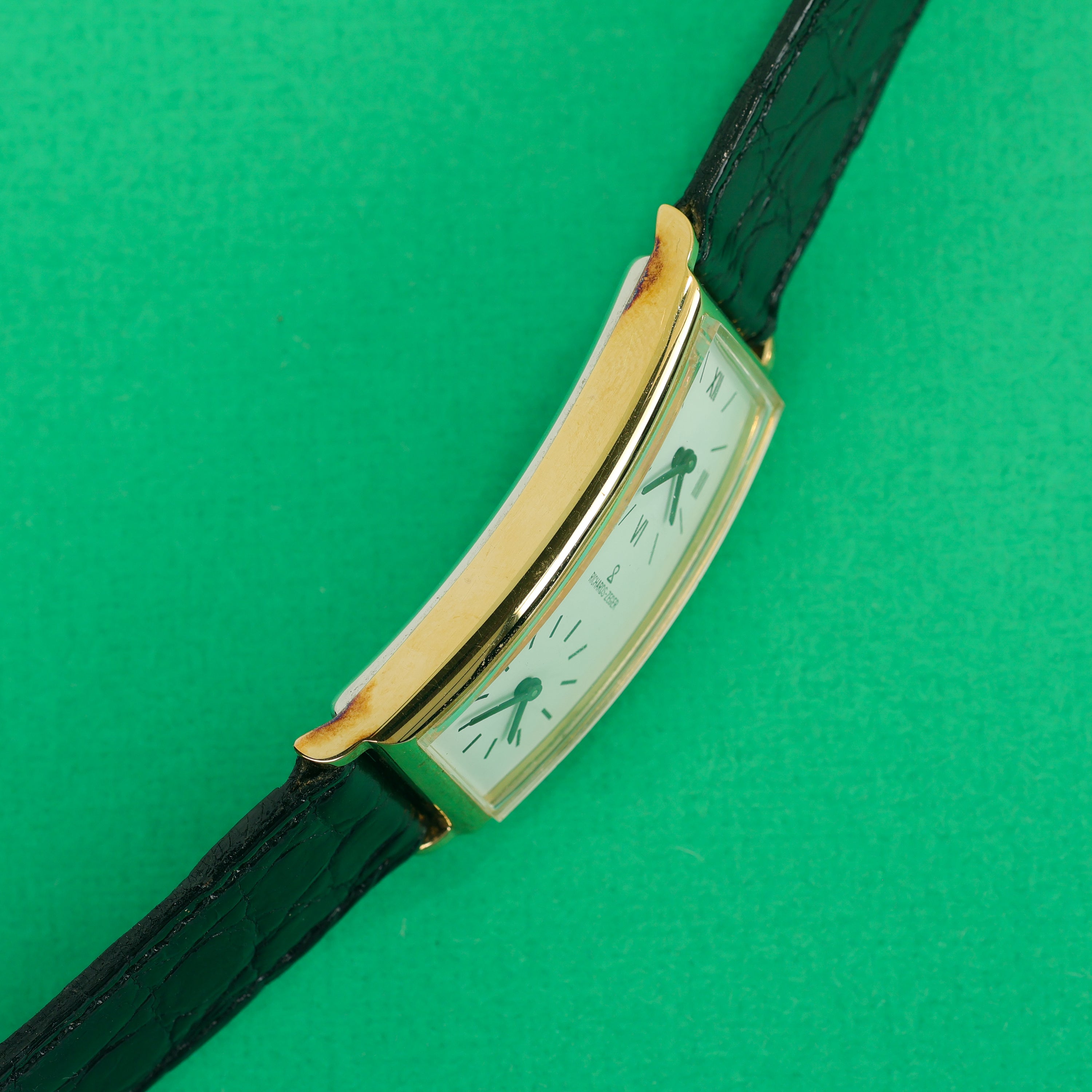Richards-Zeger Dual Time 'Tank-Style' Gold Plated With Original Box