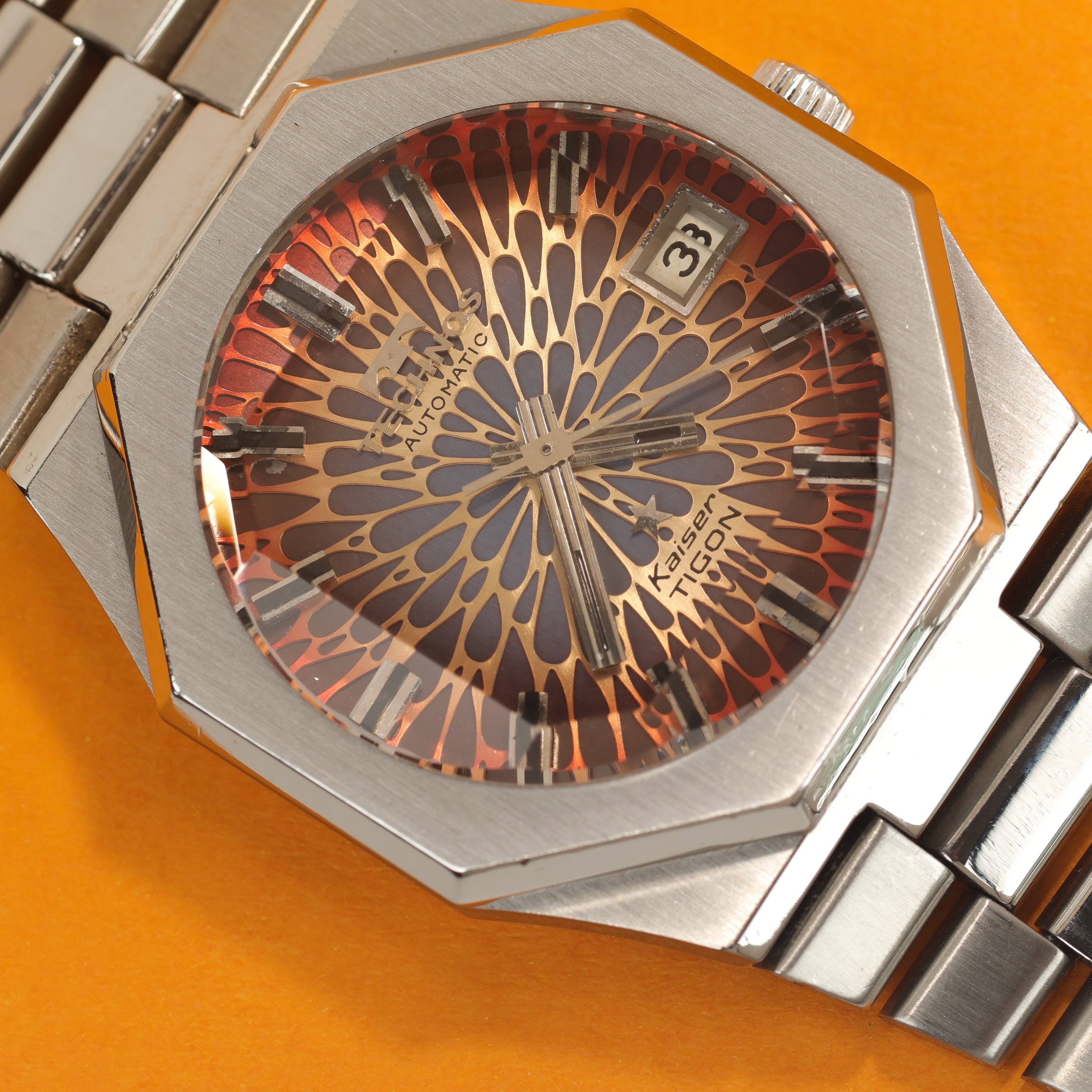 Technos Kaiser Tigon Lava Orange 'Kaleidoscope' Dial