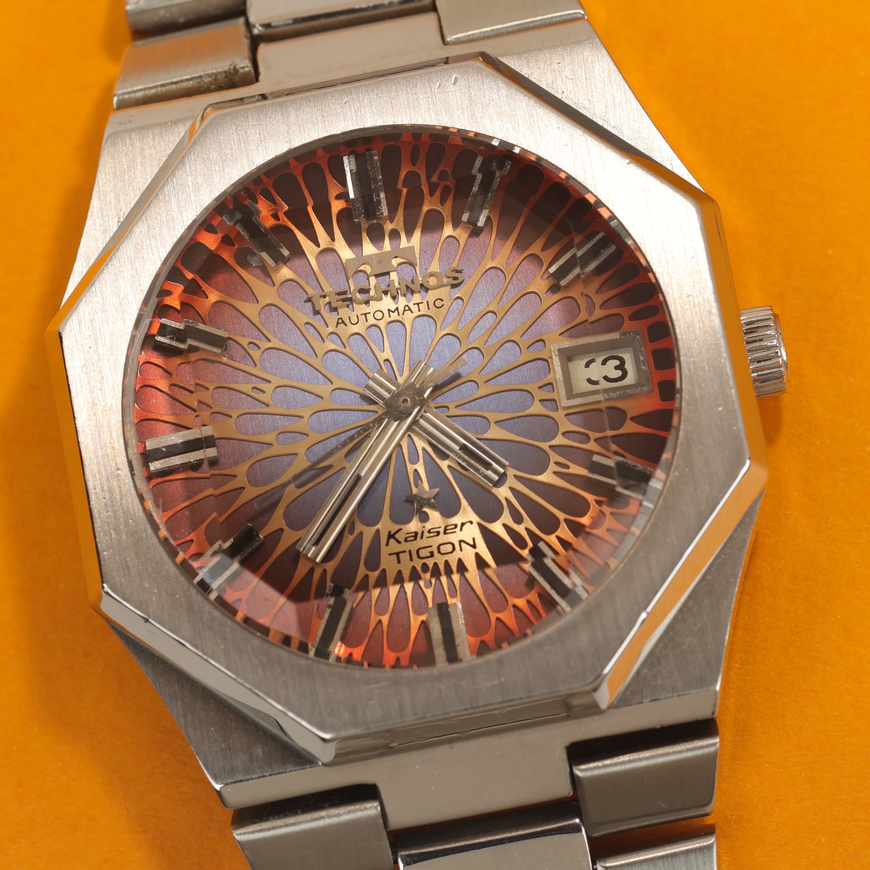 Technos Kaiser Tigon Lava Orange 'Kaleidoscope' Dial