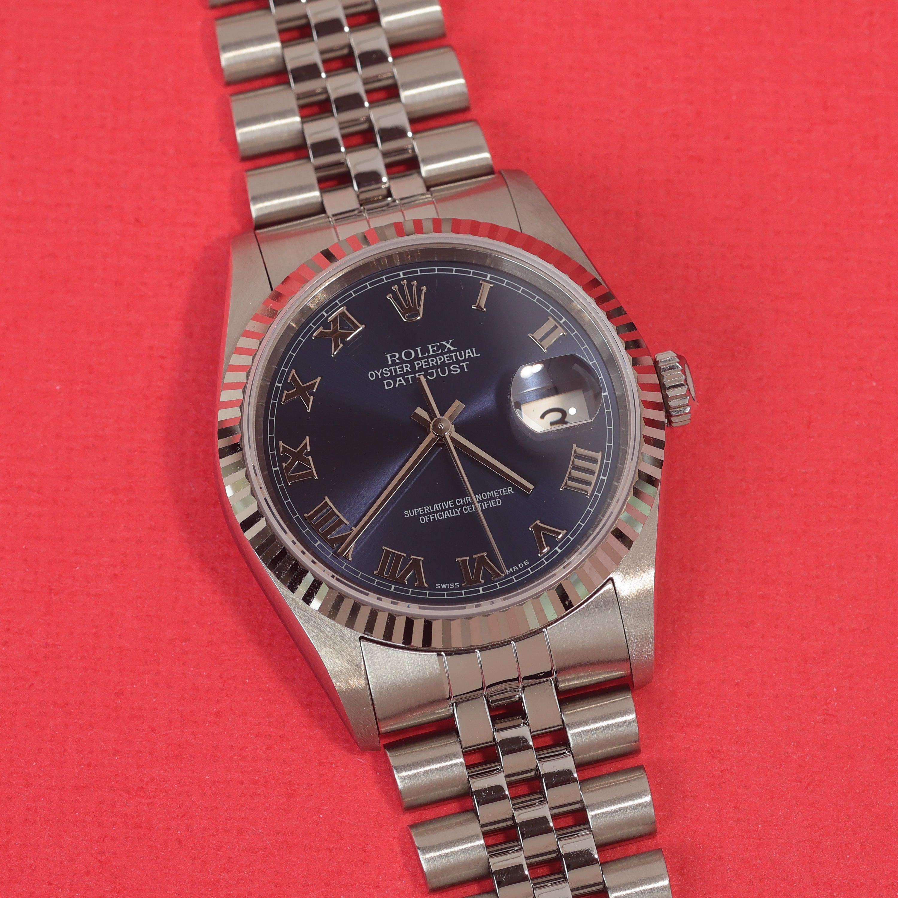 Rolex Datejust Ref. 16234 Blue Roman Box and Papers