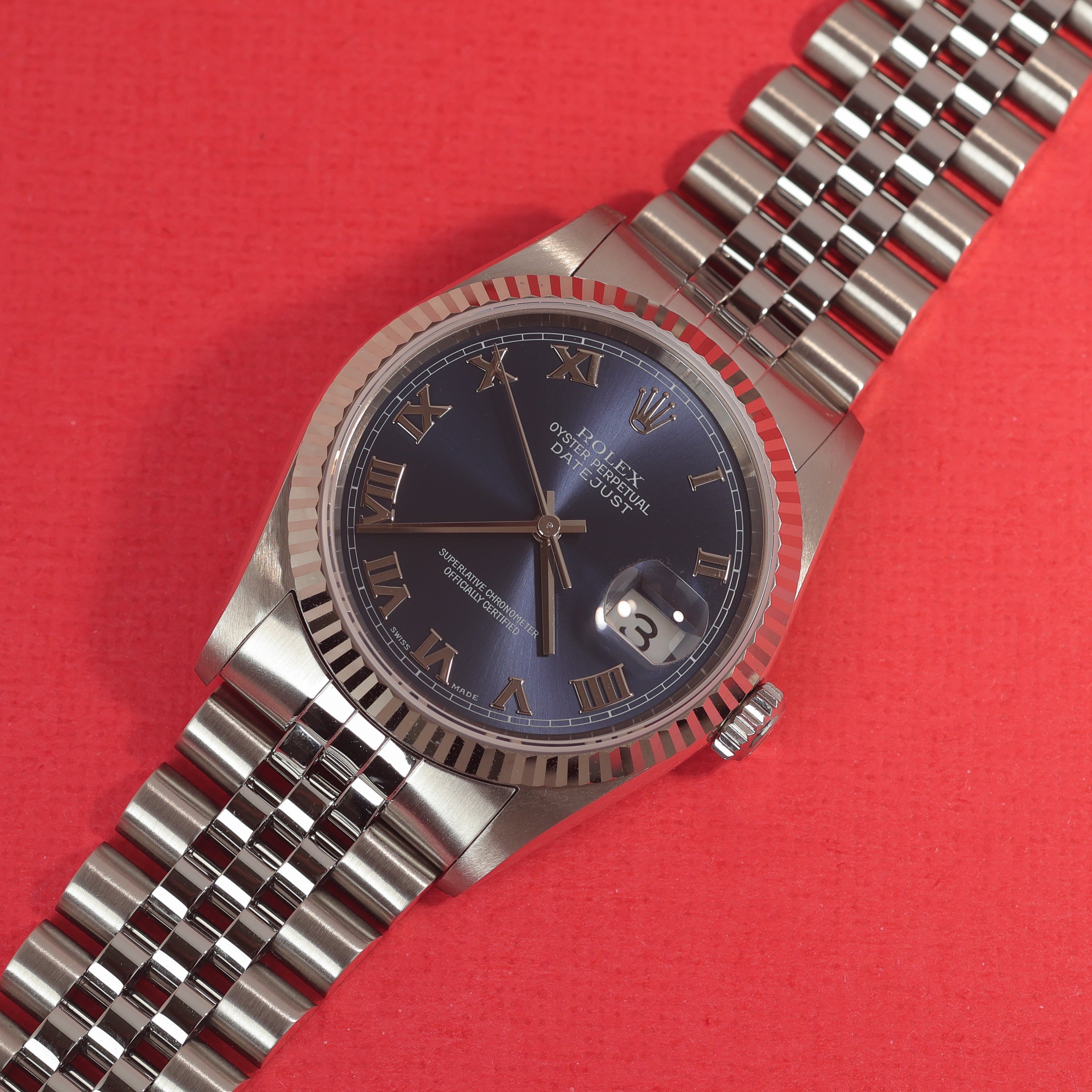 Rolex Datejust Ref. 16234 Blue Roman Box and Papers