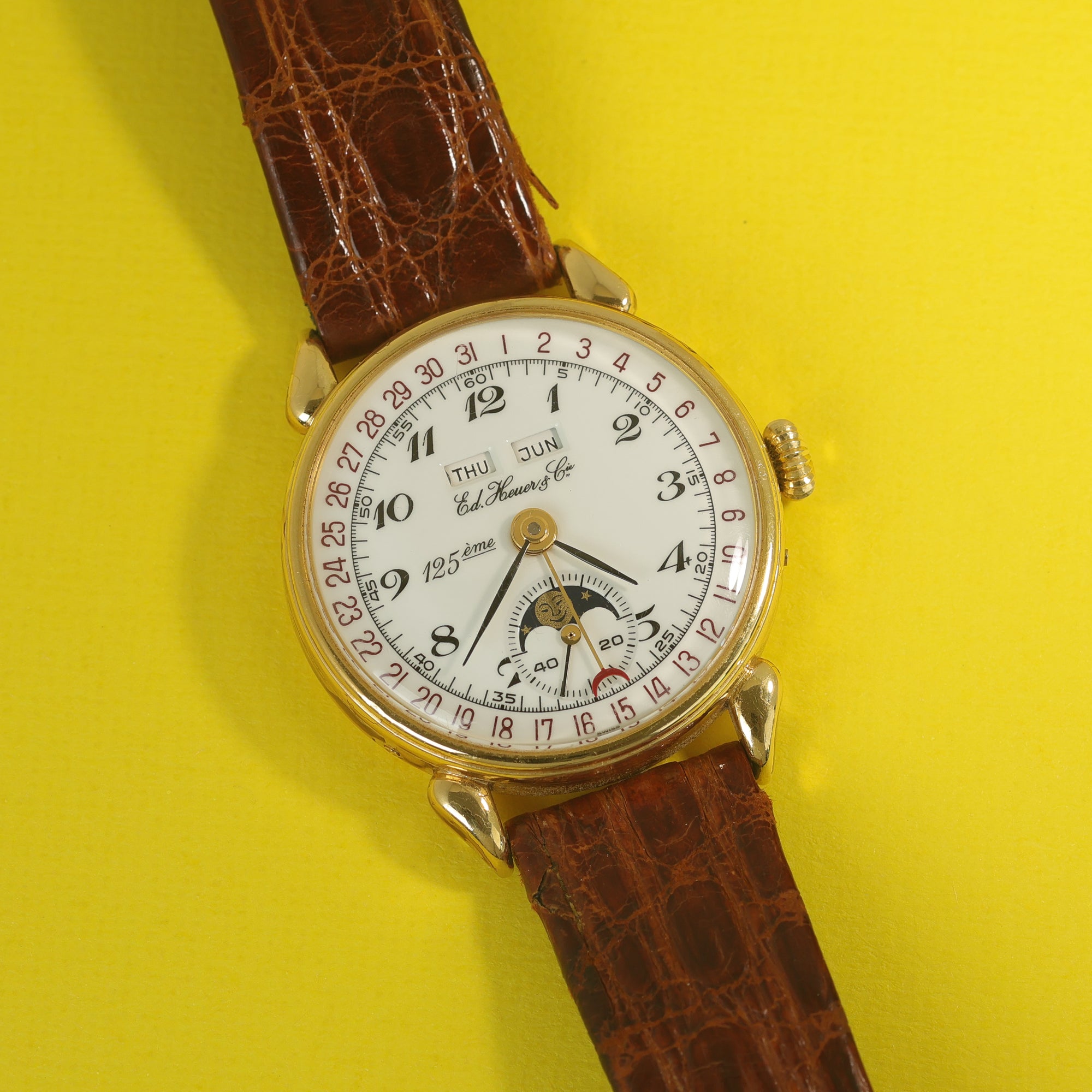 Ed Heuer & Cie. 125th Anniversary Triple Date 18K Yellow Gold