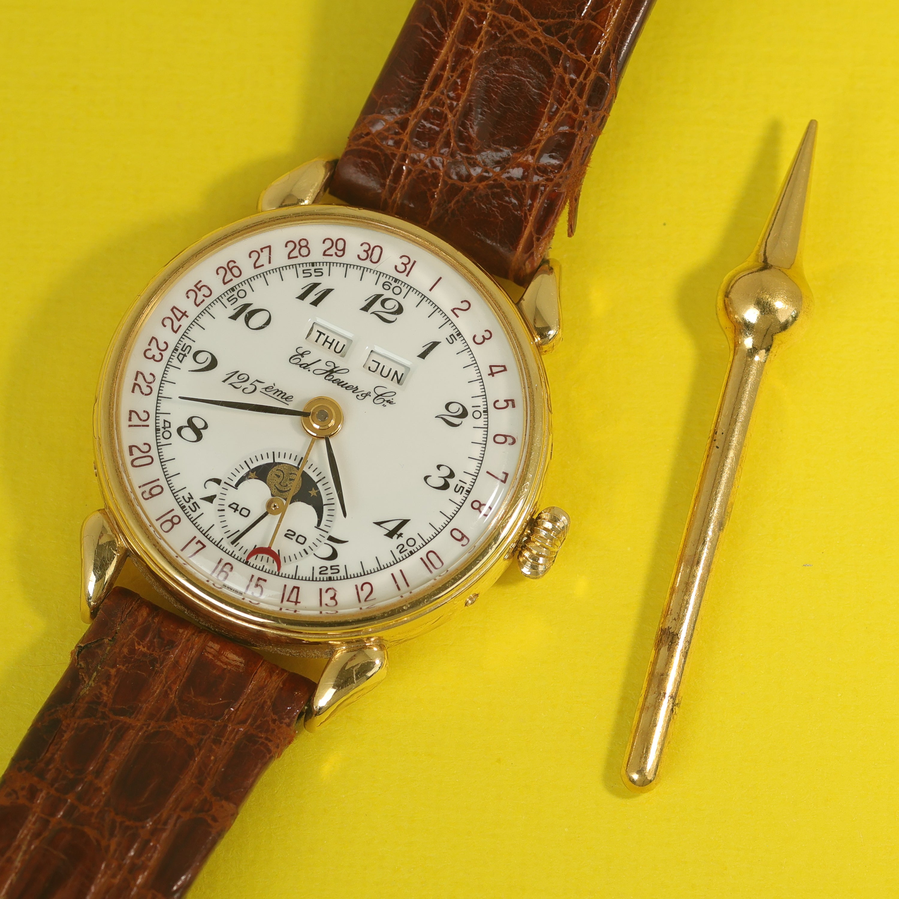 Ed Heuer & Cie. 125th Anniversary Triple Date 18K Yellow Gold