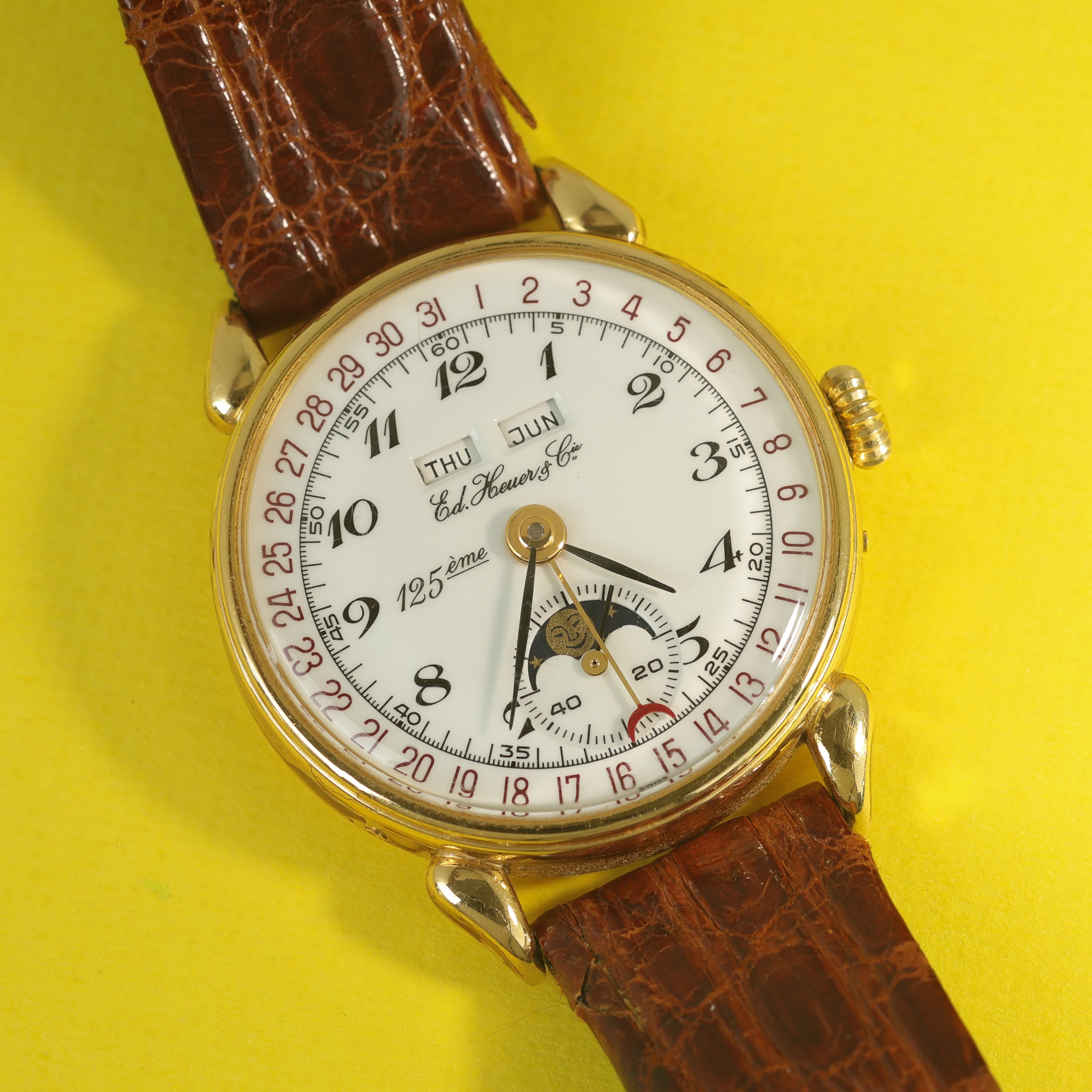 Ed Heuer & Cie. 125th Anniversary Triple Date 18K Yellow Gold