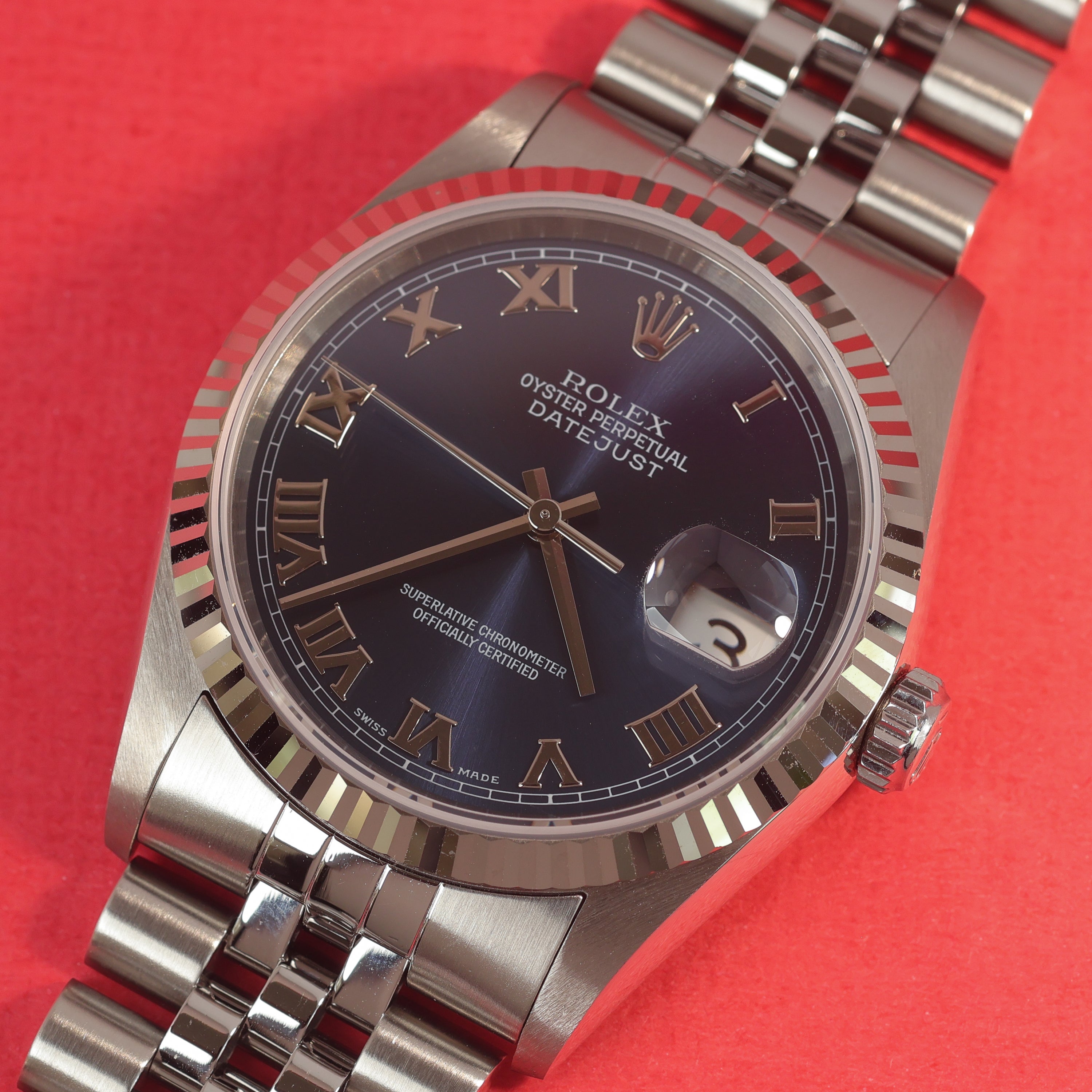 Rolex Datejust Ref. 16234 Blue Roman Box and Papers