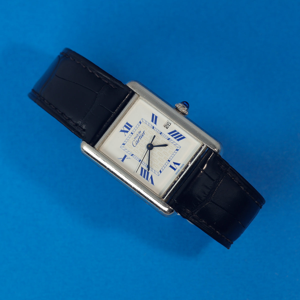 Cartier Tank Must Ref. 2414 Blue Roman Numeral Dial Full-Set