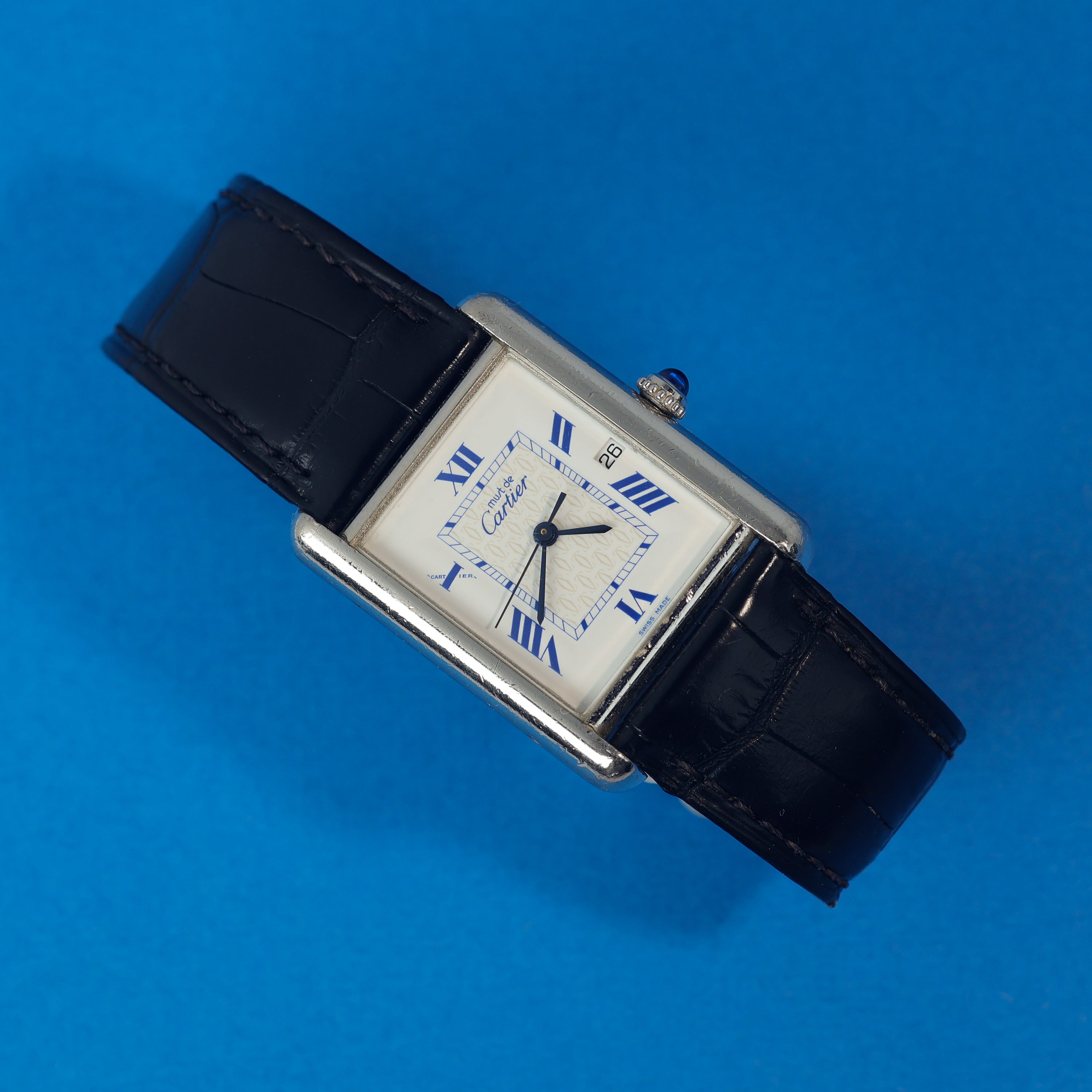 Cartier Tank Must Ref. 2414 Blue Roman Numeral Dial Full-Set