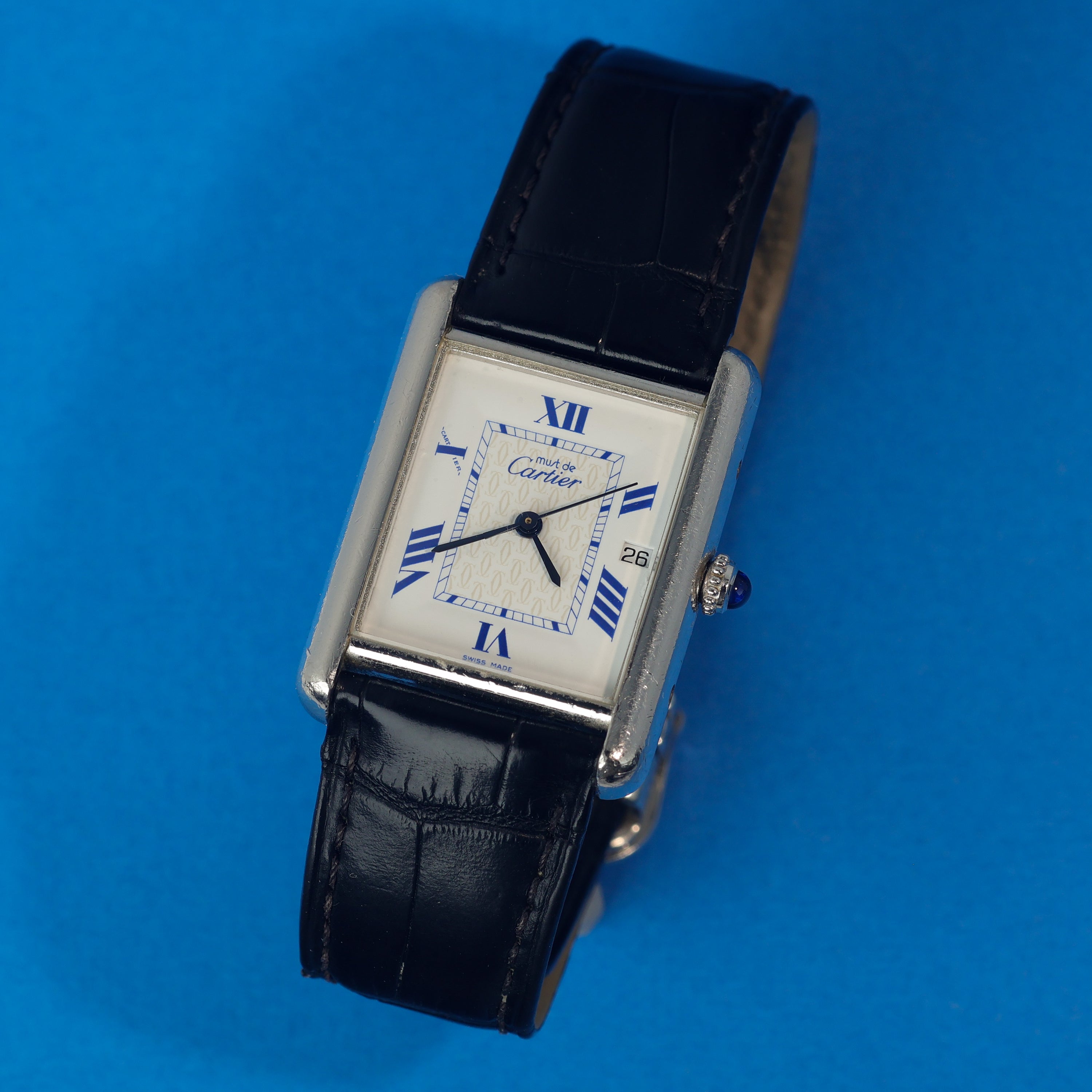 Cartier Tank Must Ref. 2414 Blue Roman Numeral Dial Full-Set