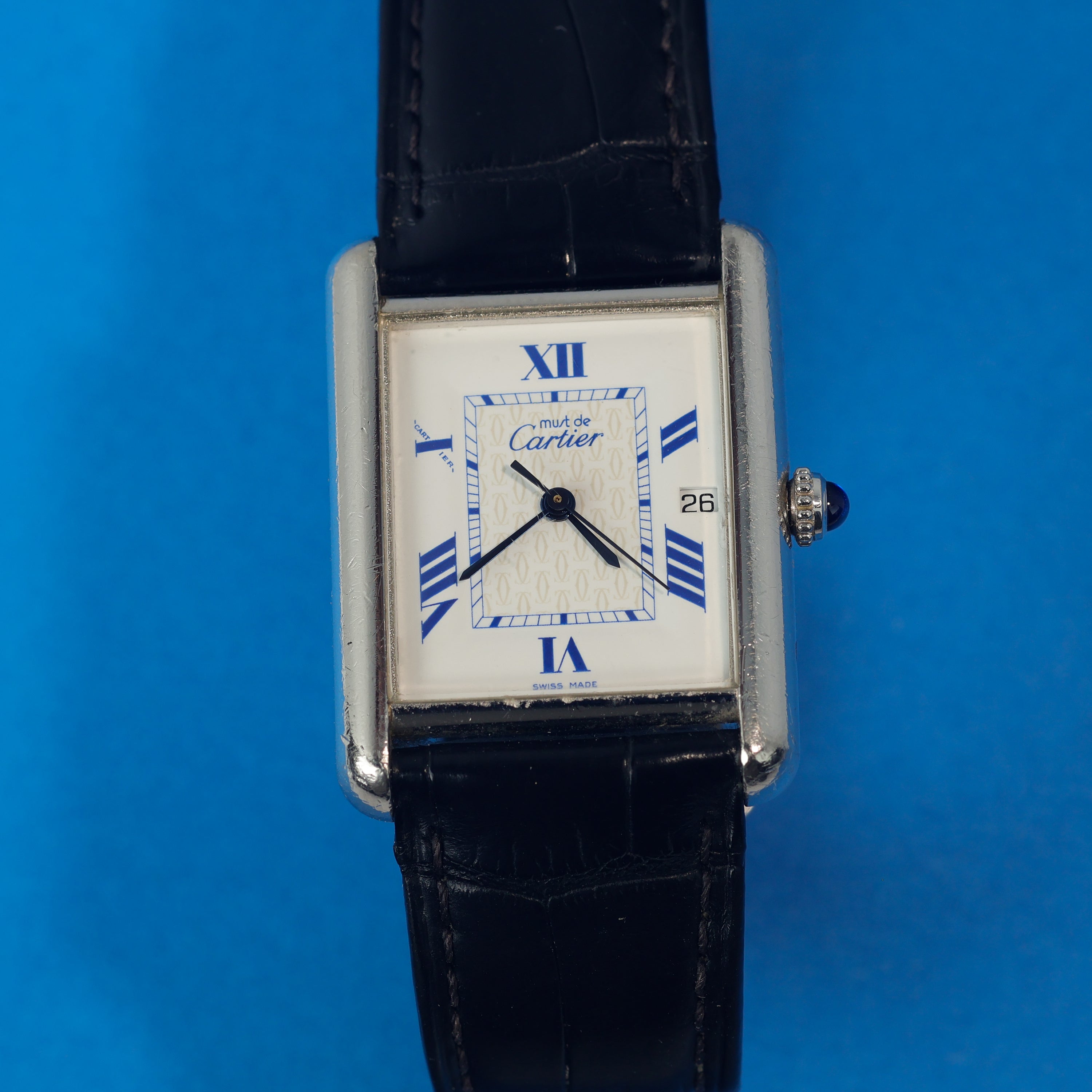 Cartier Tank Must Ref. 2414 Blue Roman Numeral Dial Full-Set