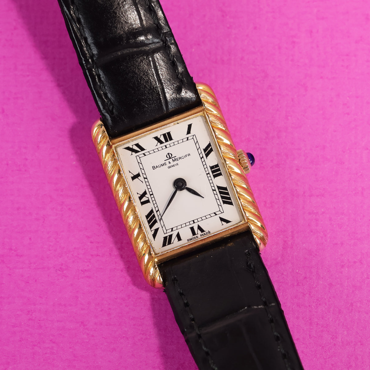 Baume & Mercier Ref. 38307 Tank Style 'Twisted' 18K Yellow Gold