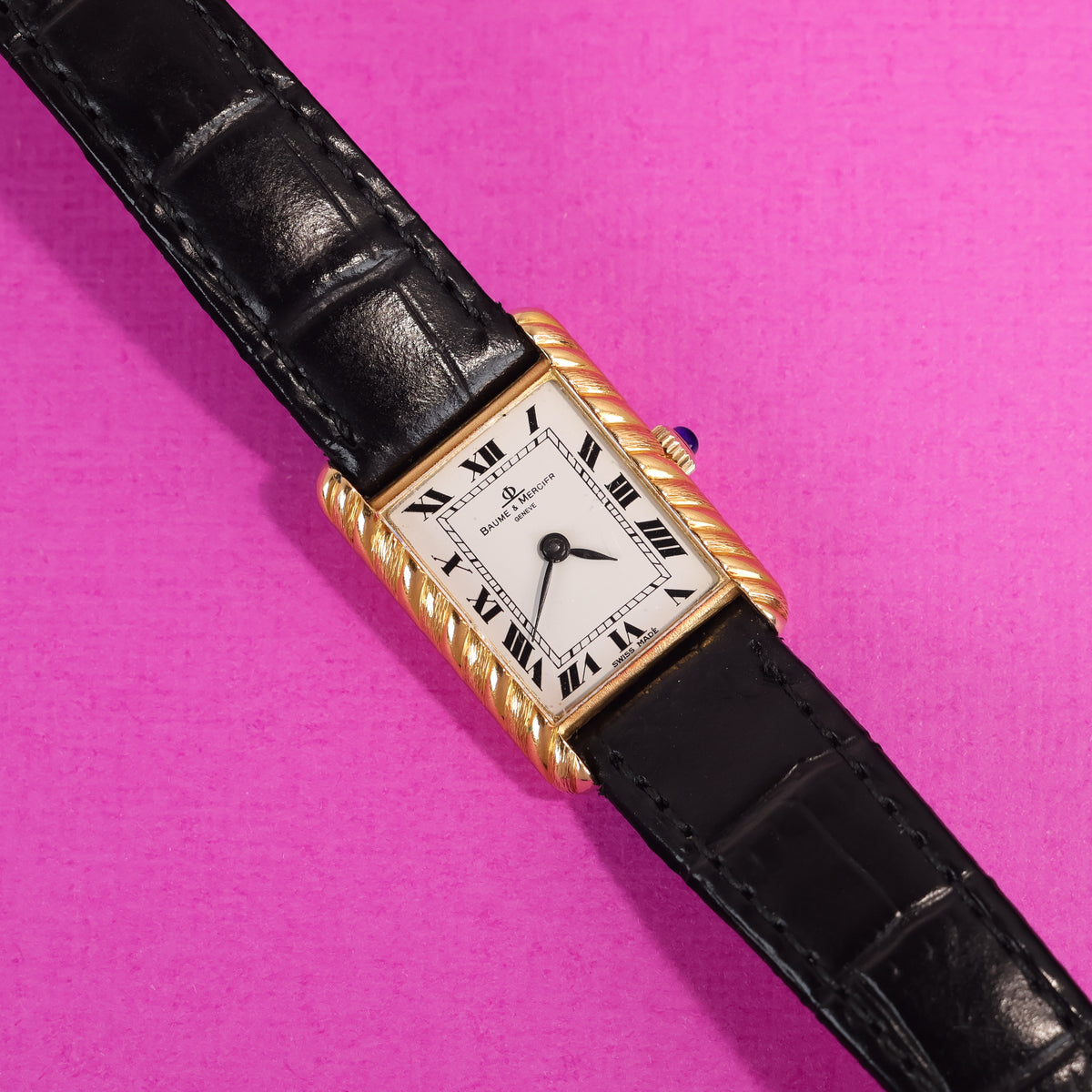 Baume & Mercier Ref. 38307 Tank Style 'Twisted' 18K Yellow Gold