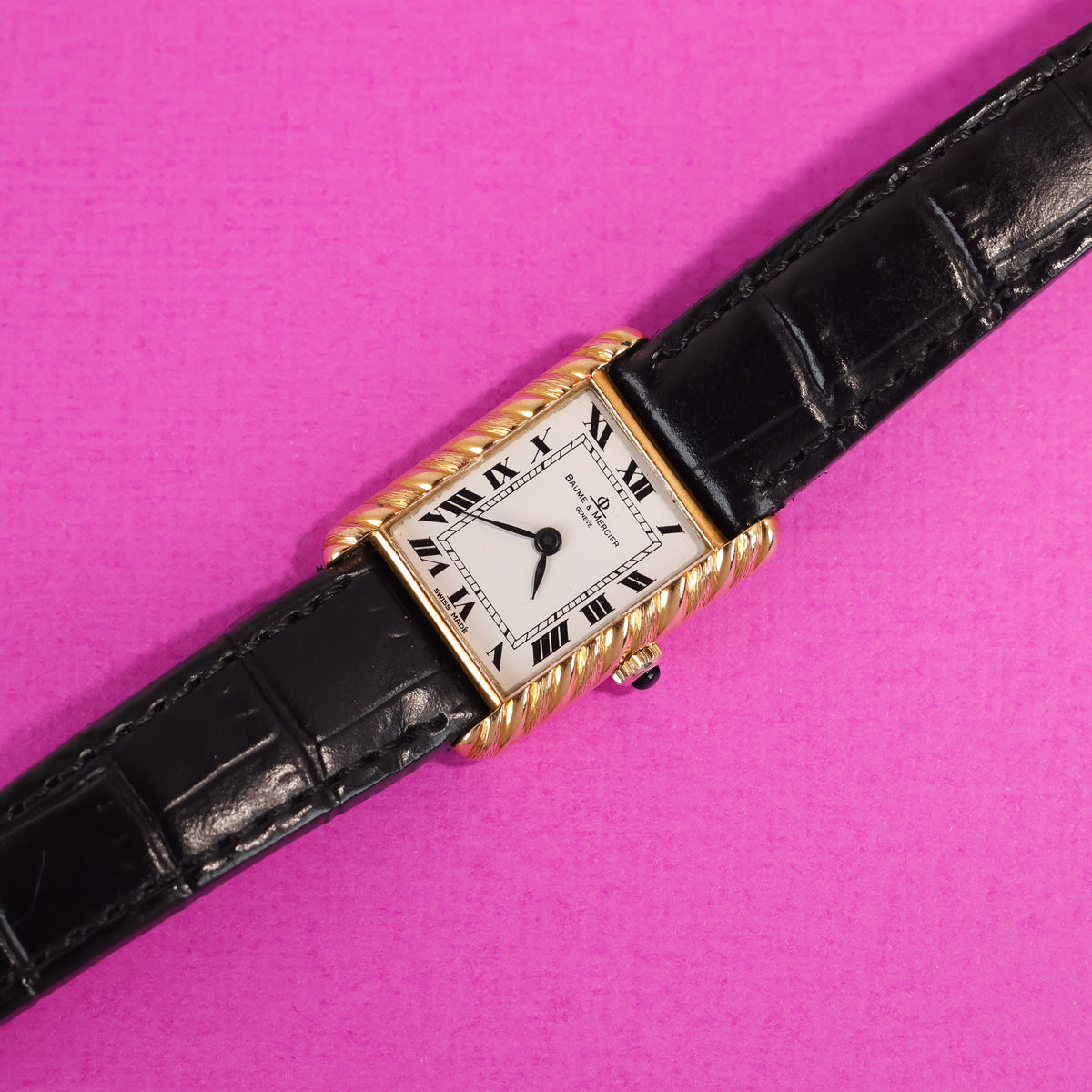Baume & Mercier Ref. 38307 Tank Style 'Twisted' 18K Yellow Gold
