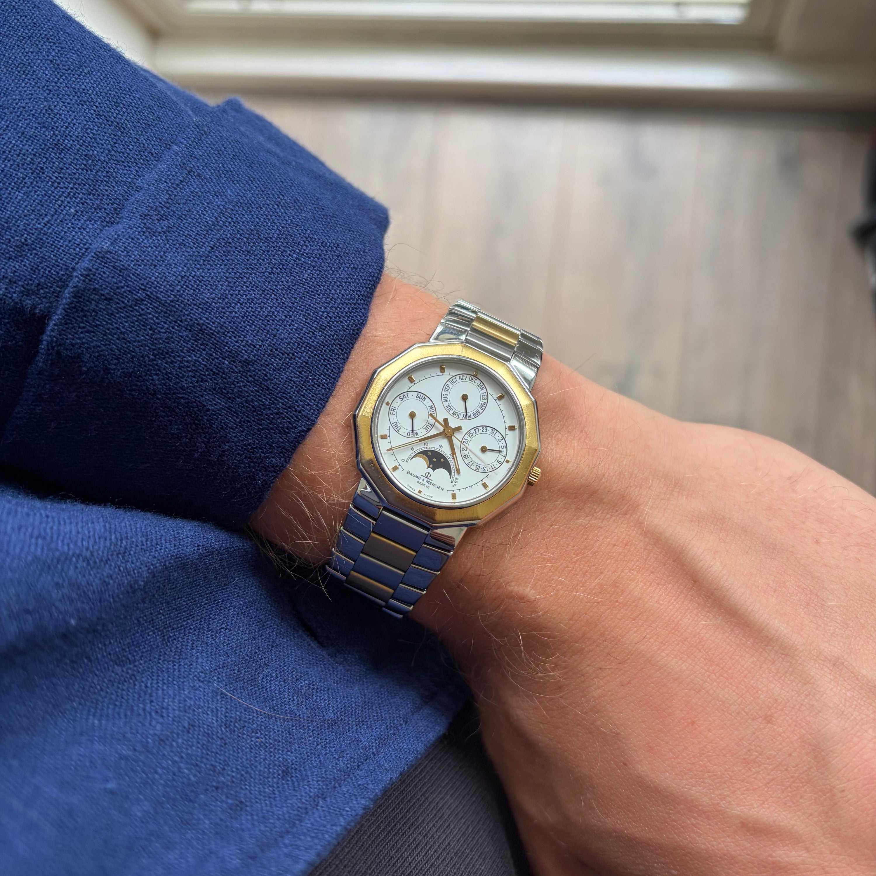 Baume & Mercier Riviera Ref. 6131.038 Steel Gold Triple Date Moonphase