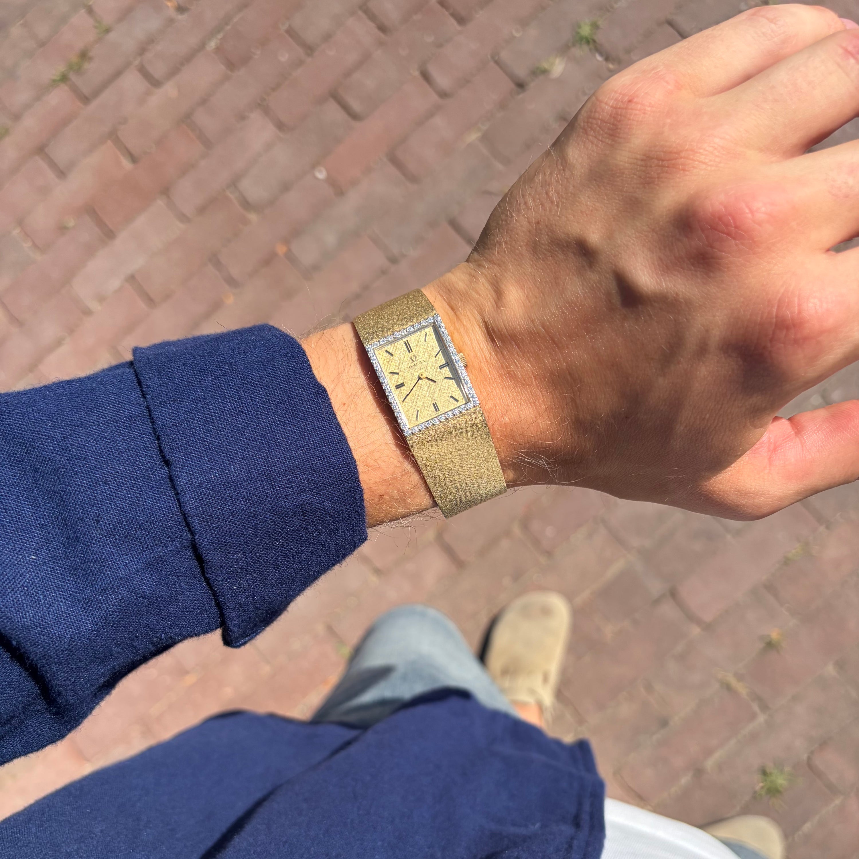 Omega Tank-Style Dresswatch Ref. DD6846 14K Yellow Gold Diamonds
