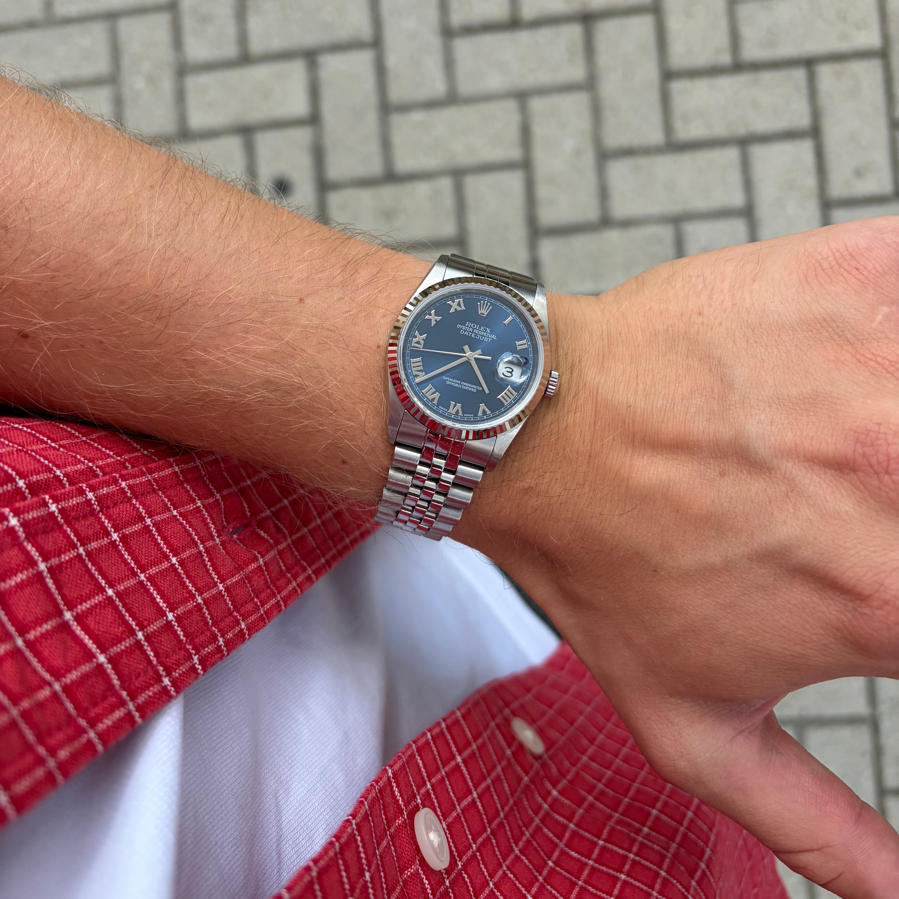 Rolex Datejust Ref. 16234 Blue Roman Box and Papers