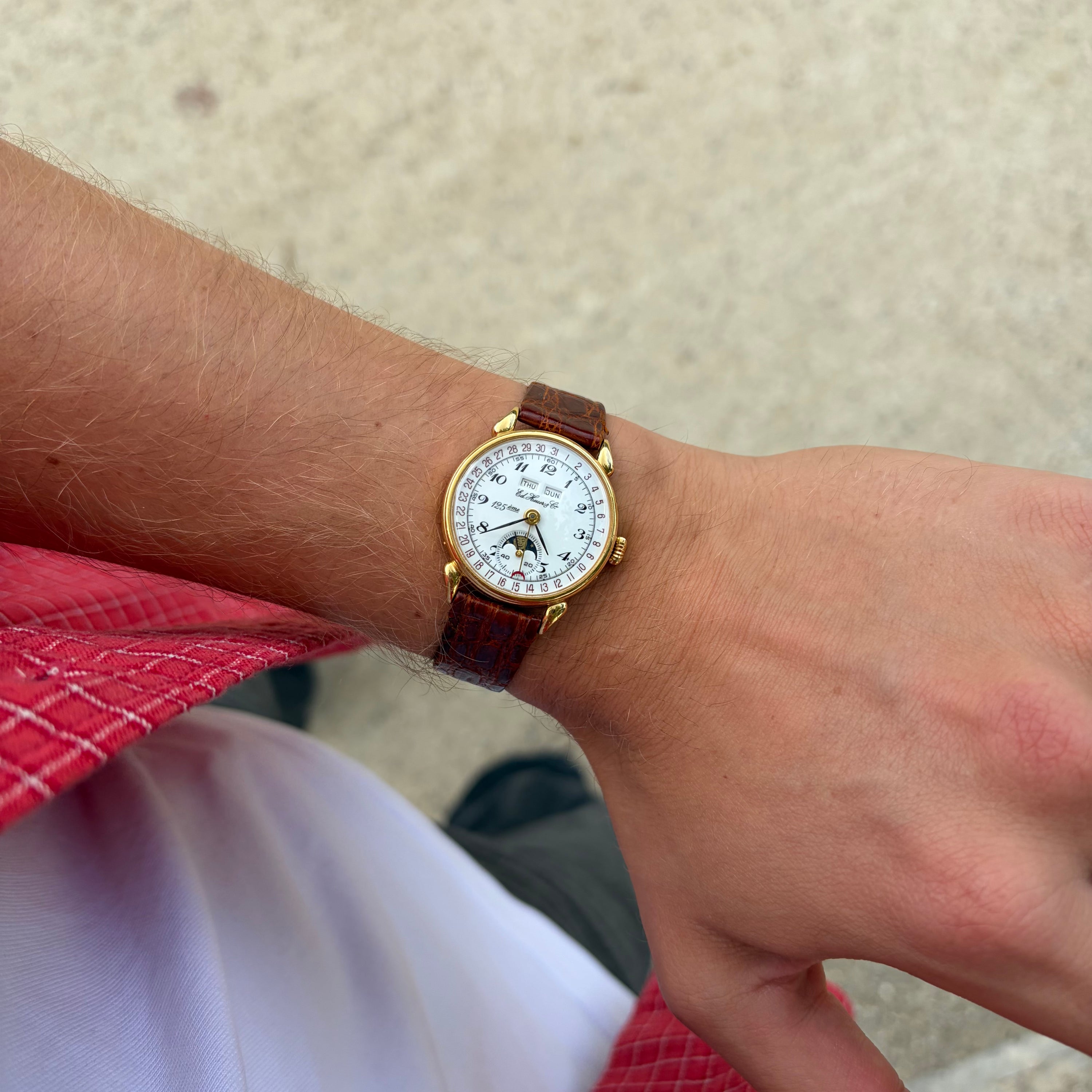 Ed Heuer & Cie. 125th Anniversary Triple Date 18K Yellow Gold